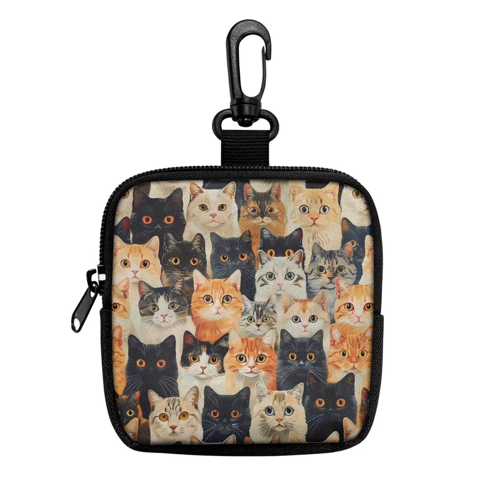 Cat Puzzle Mini Coin Purse Key Chain, Multifunctional Pouch for Keys Coins Earphone Lipstick, Card Holder Data Cable Organizer Zipper Pouch Bag Accessories