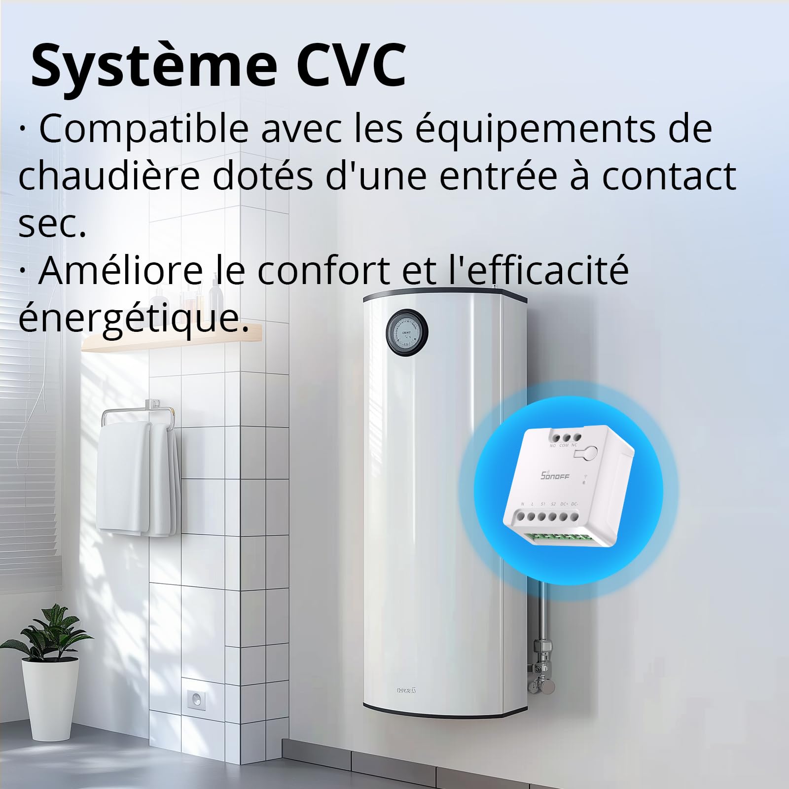 SONOFF MINI-D Interrupteur Connecté WiFi avec Matter, 2 Pack, Supporte l'entrée AC ou DC, Contact Sec, Compatible avec Alexa/Google Home, Convient Aux Portes de Garage, Chaudières, Système d'accès