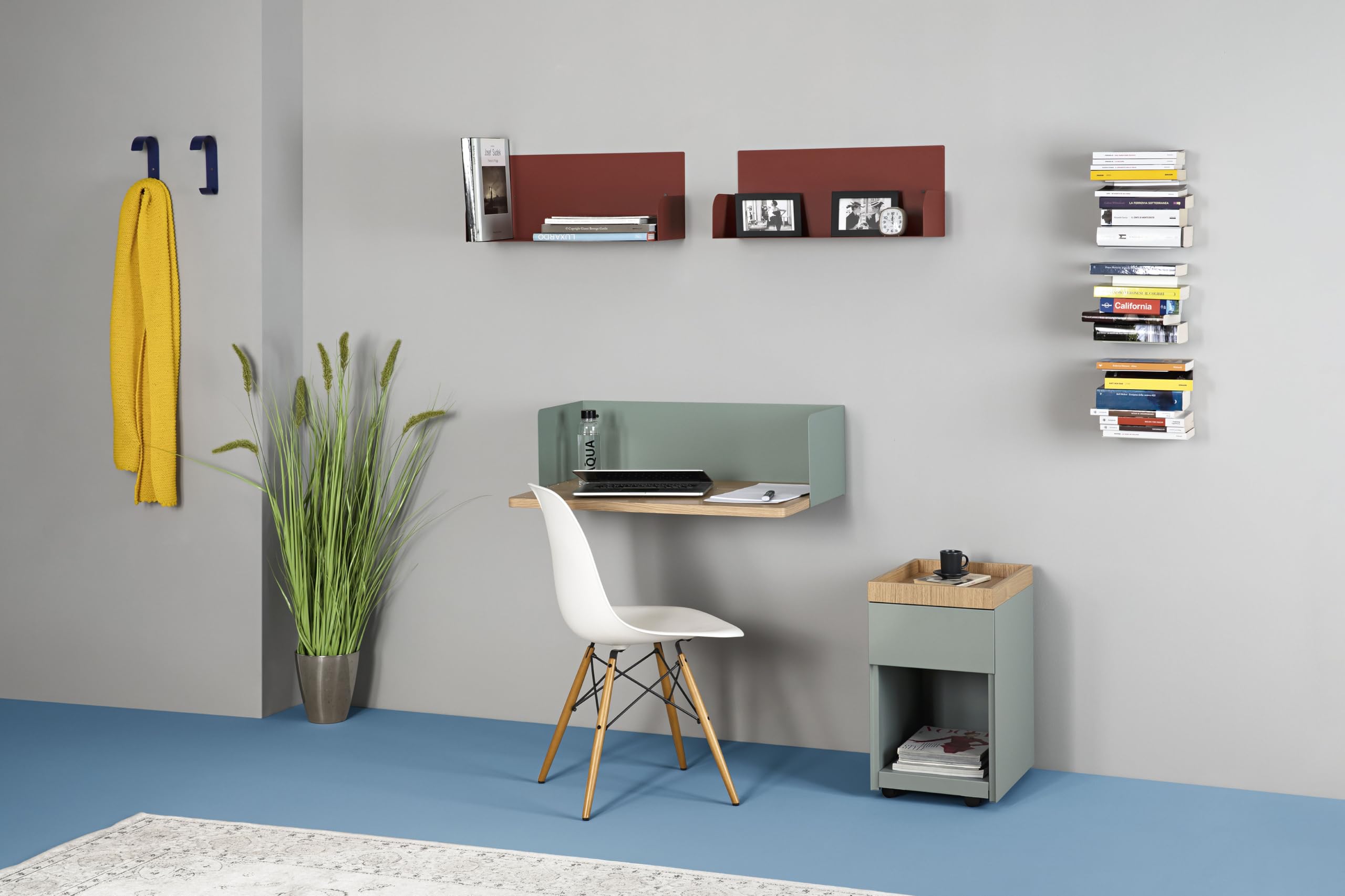 D-Segno Libreria da Parete Invisibile in Metallo – Mensole da Muro di Design, Libreria sospesa salvaspazio, mensole a scomparsa per libri – Made in Italy