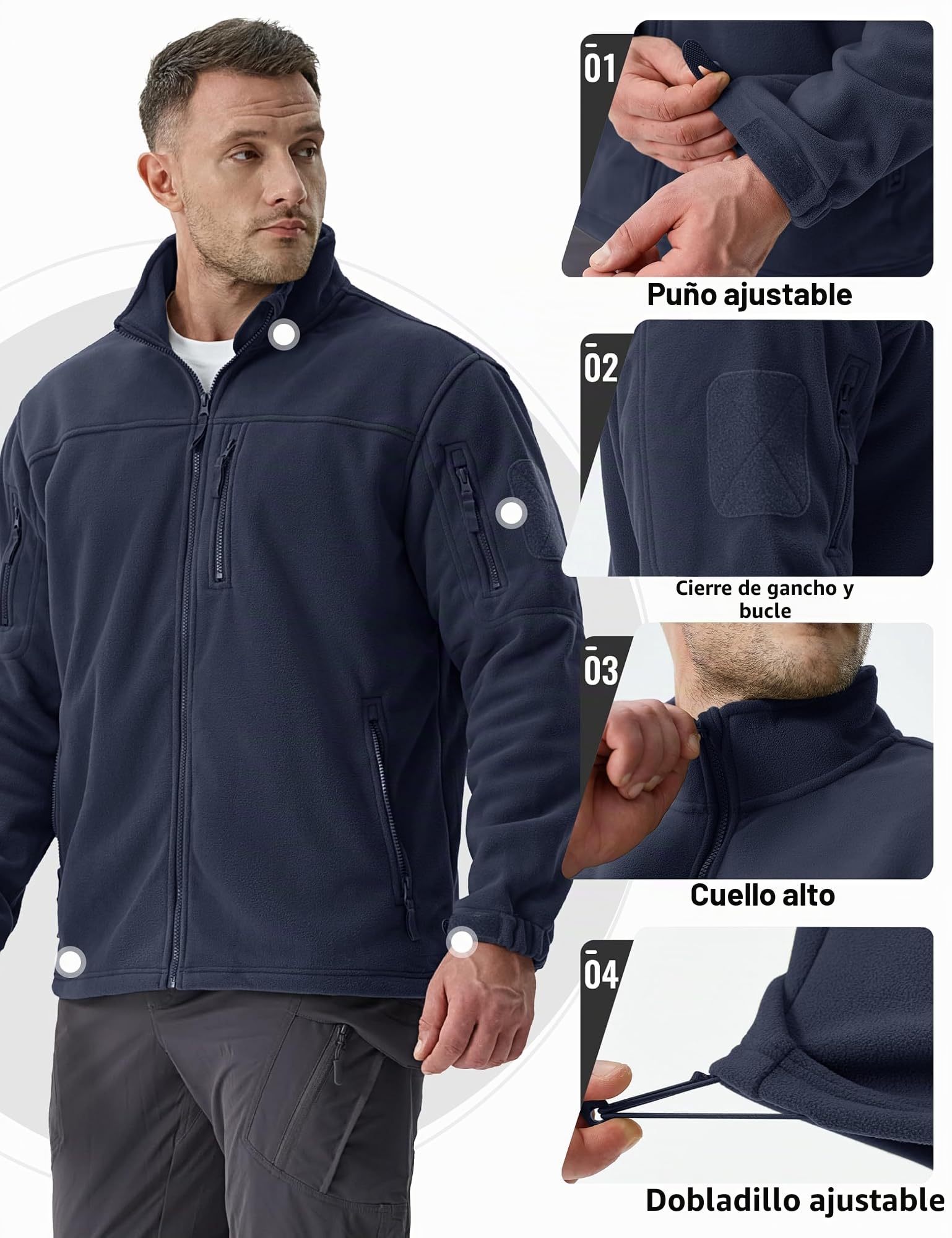 TACVASEN Chaqueta de Hombre Chaquetas Tácticas de Invierno Chaqueta de Trabajo a Prueba de Viento Chaqueta Polar con Bolsillos