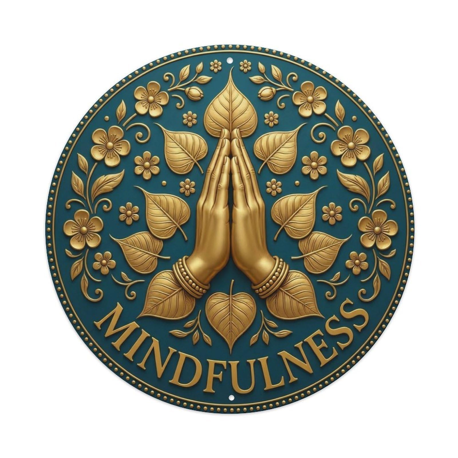 Fyrn Style Metal Tin Sign Vintage Namaste Praying Hands Mindfulness Flower Zen Yoga
