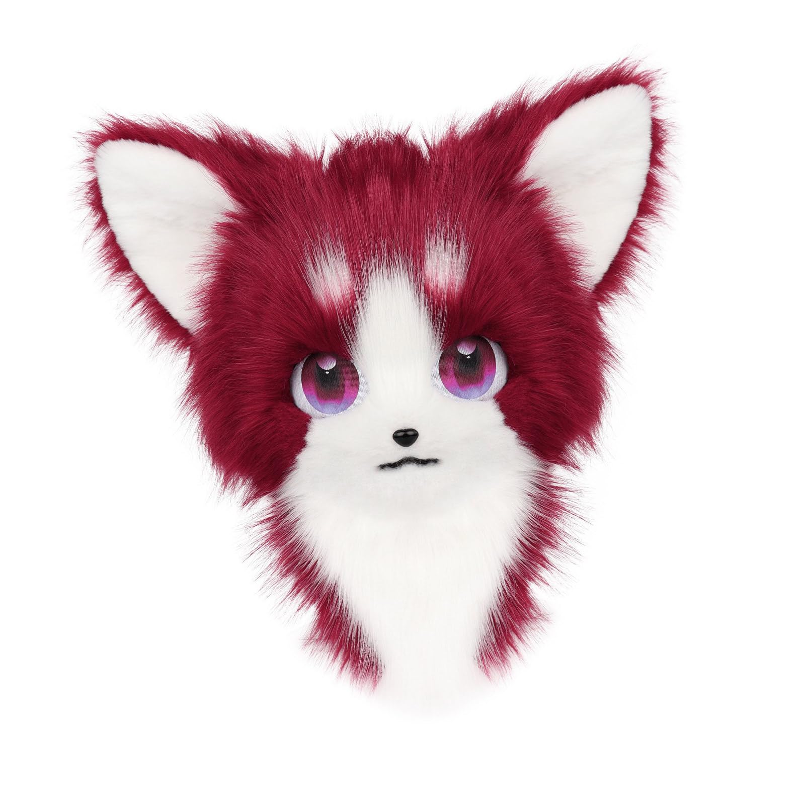 [Qsvbeeqj] Kigurumi peludo con cabeza de animal de piel sintética sombrero de zorro de gato de peluche para fiesta de Halloween accesorios de disfraz de disfraces de disfraces de Halloween