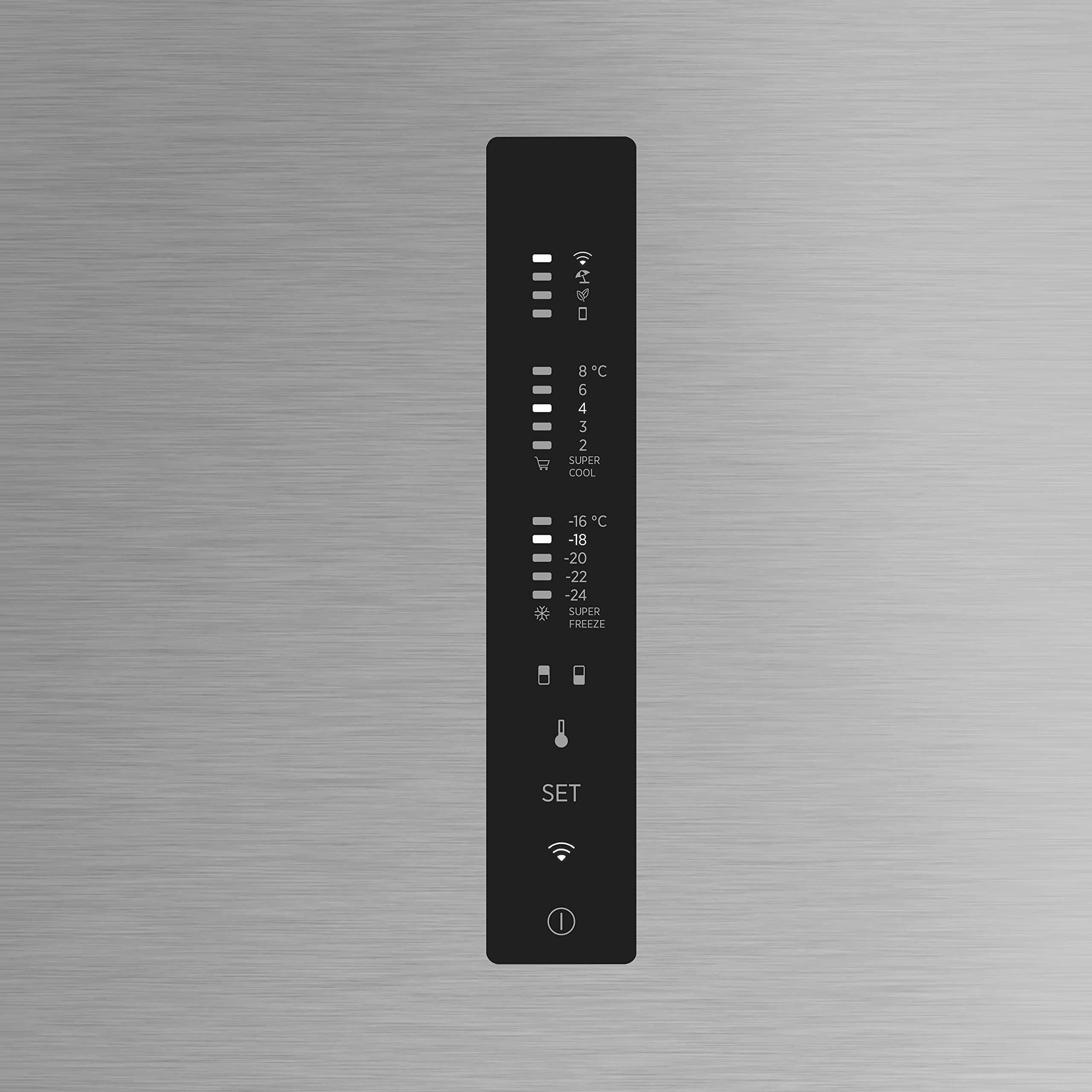 Hoover HOCE7618DX 2D Kühl-Gefrier-Kombination/Freistehend/Total No Frost/WiFi Connected & Smart hOn–App/Externes elektronisches Display/Inox Look
