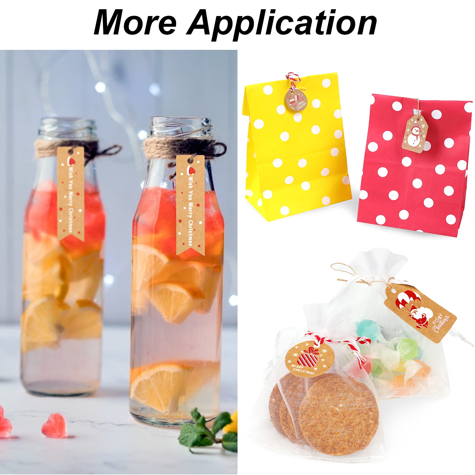 90 Stück Weihnachts Geschenkanhänger Aus Kraftpapier - 15 Designs Mit Schnur