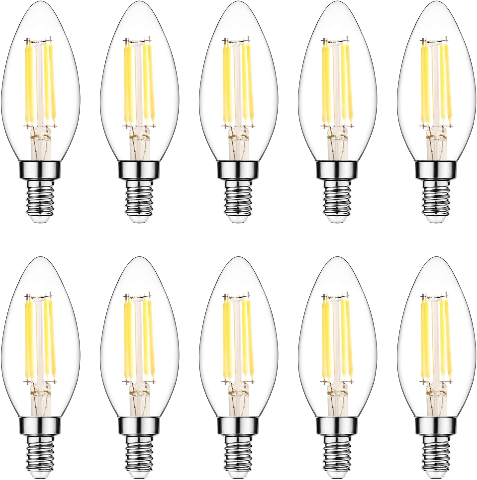 Raheem E14 LED Bulb, Dimmable, 110v 300 Lumens 5000k 40w Equivalent, Best Replacement for Halogen and Incandescent Bulb, Candelabra LED Bulbs, 10 Pack (Daylight White)