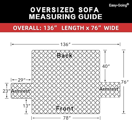 Miniatura 177 de Easy-Going - Funda reversible sobredimensionada para sofá de 3 cojines, protector de muebles resistente al agua con tubos de espuma para perros Gris