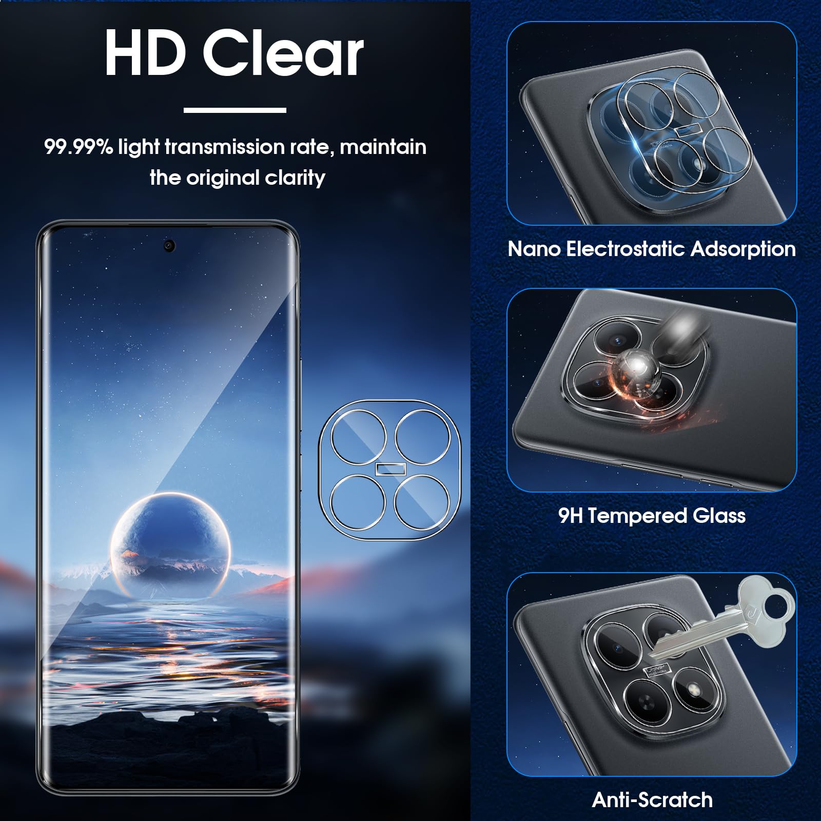 Lutree Verre Trempé pour Xiaomi Redmi Note 15 5G Poco M8 5G, 9H Dureté Anti-Rayures HD, 2+2 Pièces Protection écran et Caméra