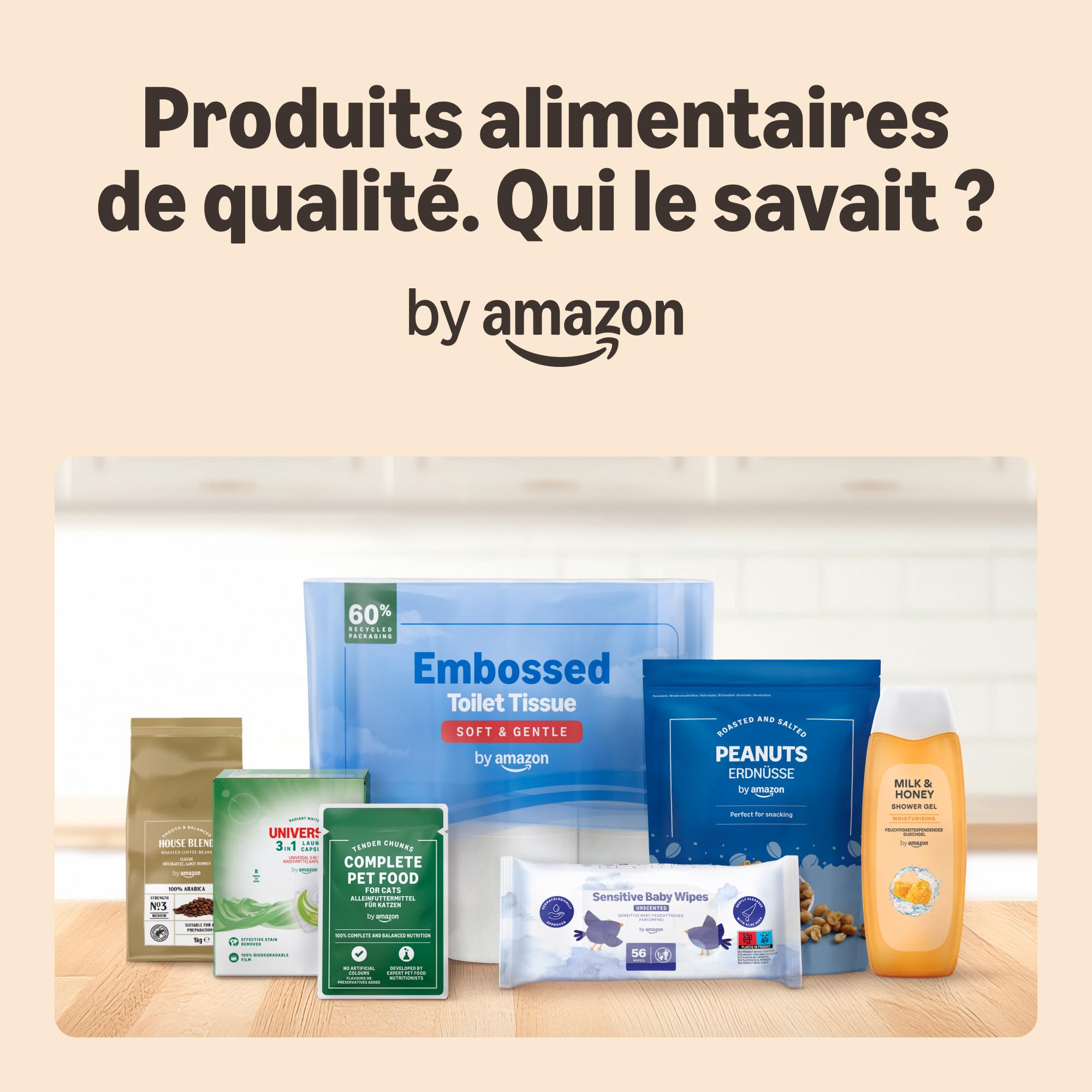 by Amazon House Blend Grains de café, 100% Arabica, Torréfaction Moyennement Poussée, 2kg, 2 lot de 1kg - Certifiés Rainforest Alliance