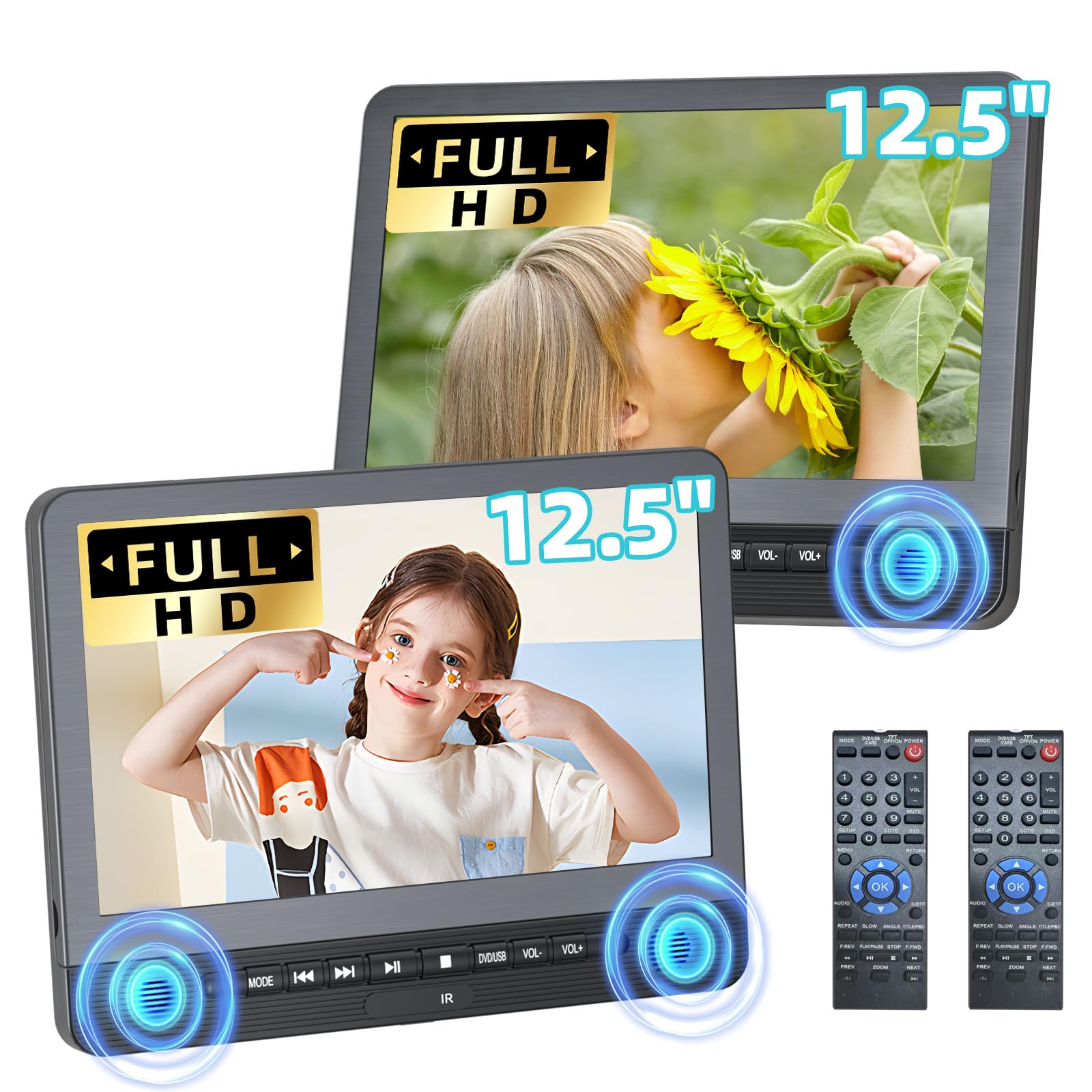 12'' Portable DVD Player for Car Support USB, AV in