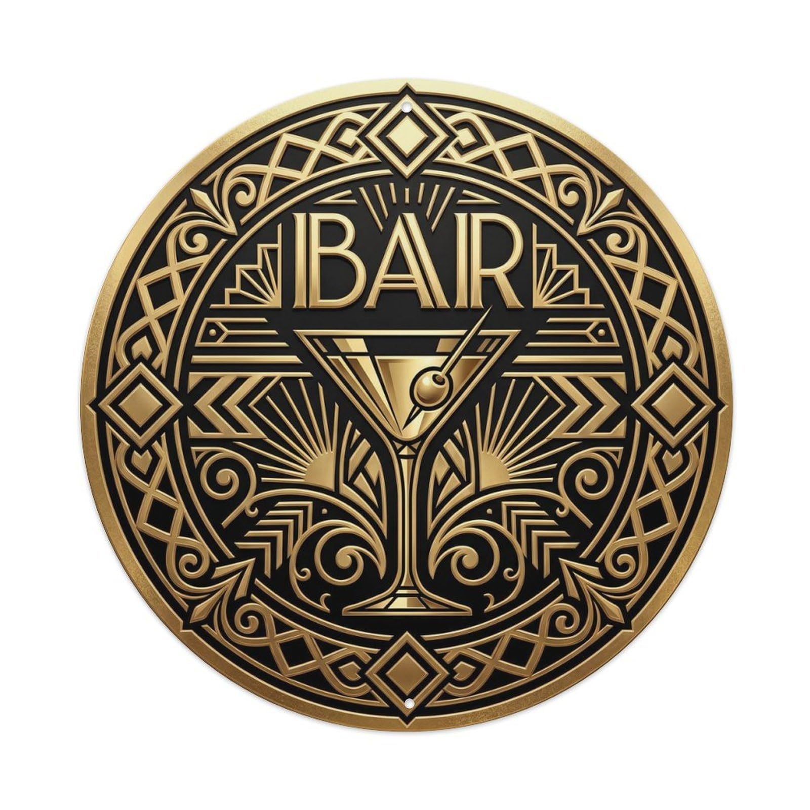 BAR Lounge Ornament Metal Tin Sign Plaque Wall Decor for Cafe, Club Bar, Office, Home Garden Round Metal Poster 8x8Inch