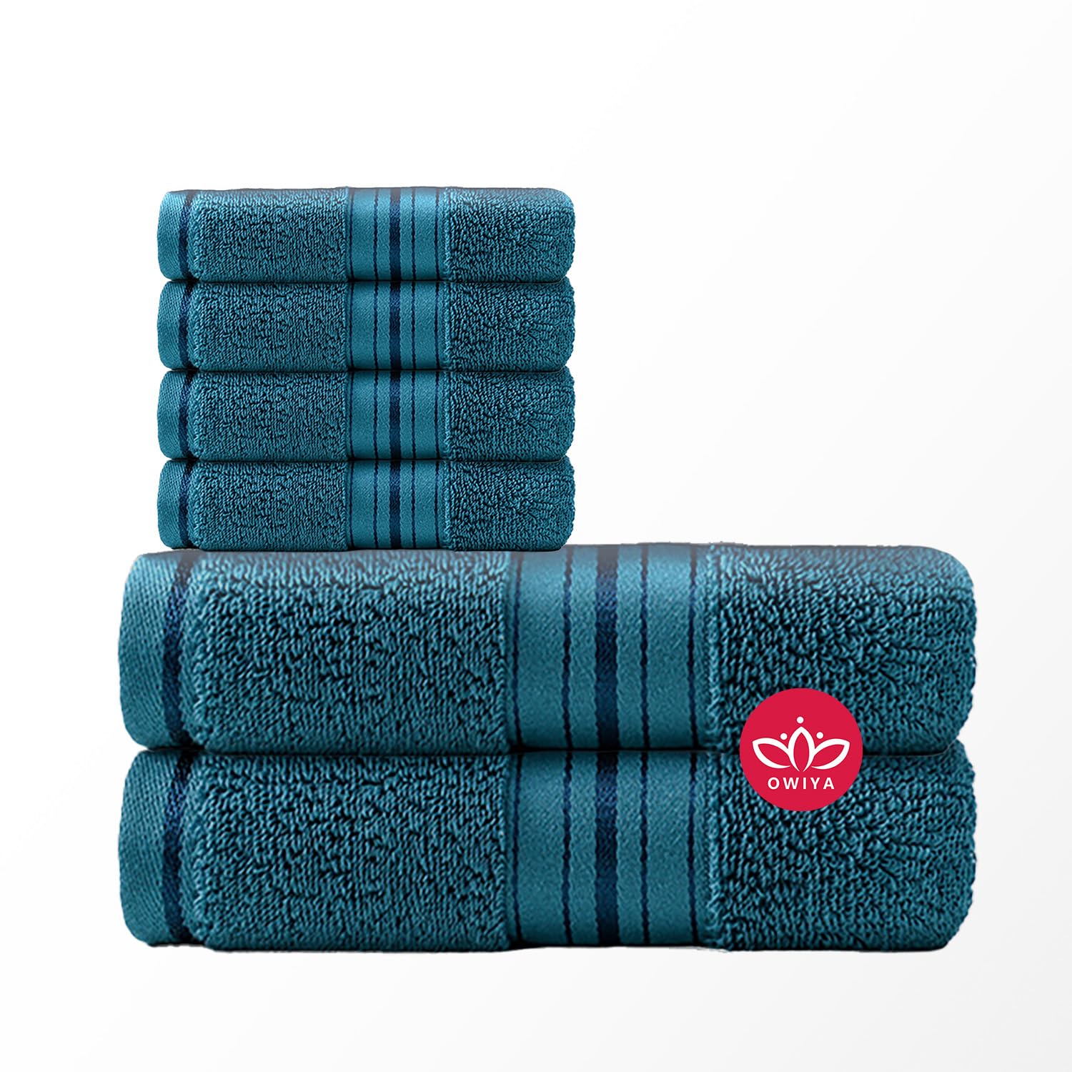 100% Cotton Large Bath Towels 31"x63" 625 GSM 800g Hand Towels 13"x29" 530GSM 140g Absorbent Plush Soft Combed Cotton, Quality Towels Bathrooms, Showers Bath Towel Set of 6 Teal