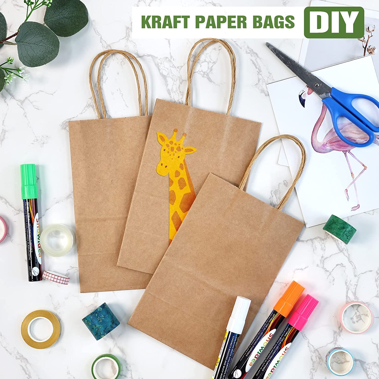 Brown Kraft Paper Bags with Handles, 25pcs Small Return Gift Bags Bulk, Retail, Shopping, Birthday Wedding Party Favour, Merchandise Bags | Small Size: 6x4x8 inch BROWN 4