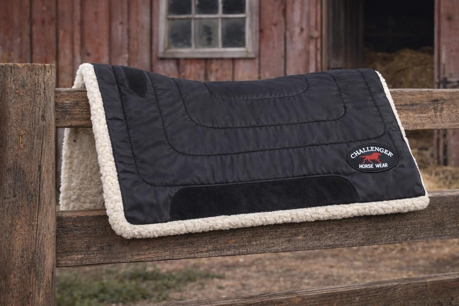 CHALLENGER Horse & Pony Saddle PAD Western Riding Trail Cordura Top Fur Bottom Full 39143
