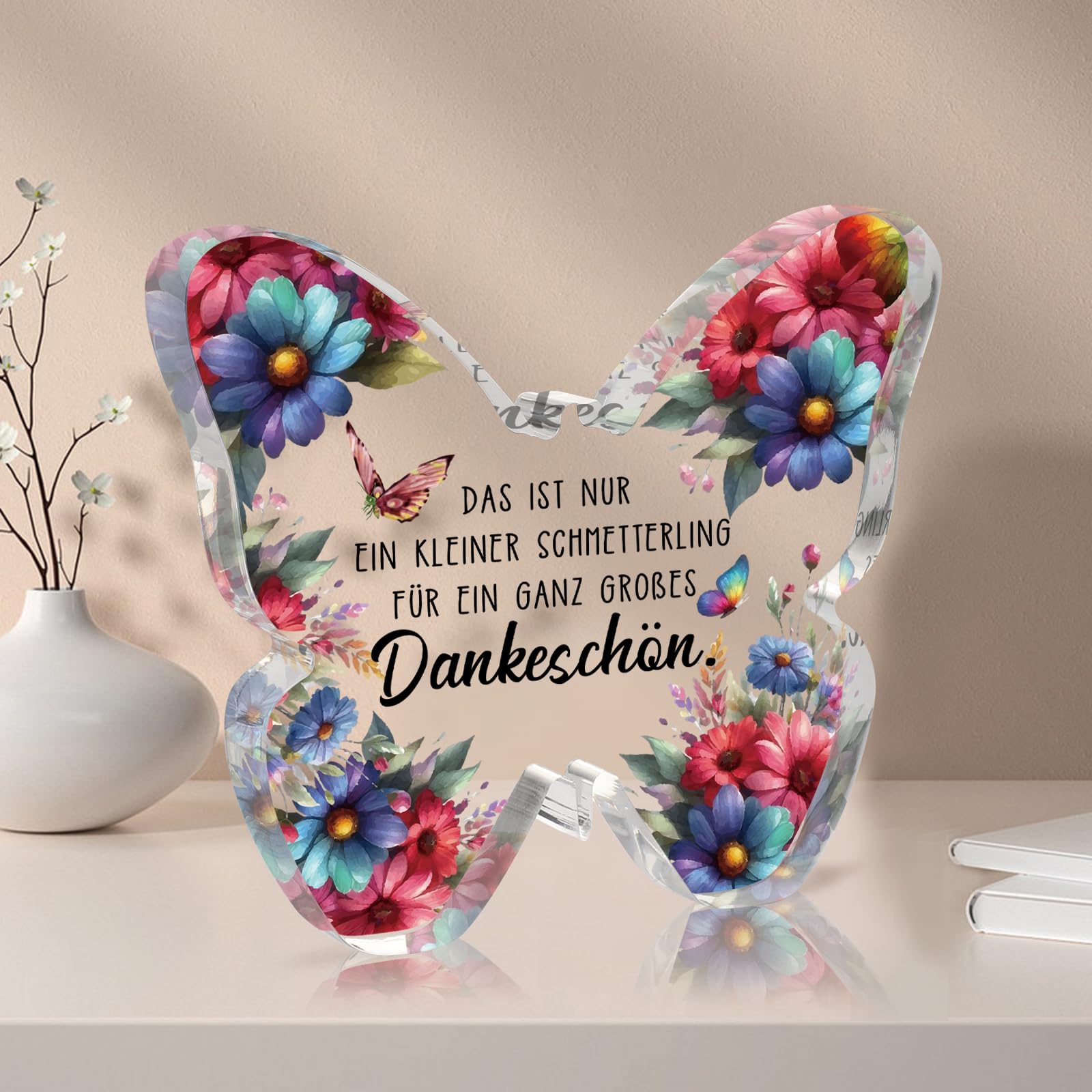 PRSTENLY Dankeschön Geschenke Schmetterling Acryl Deko, Danke Geschenk für Frauen Erzieherin Lehrerin Mama Freundin Kollegen zum Weihnachten Abschied, Abschiedsgeschenk Kollegen