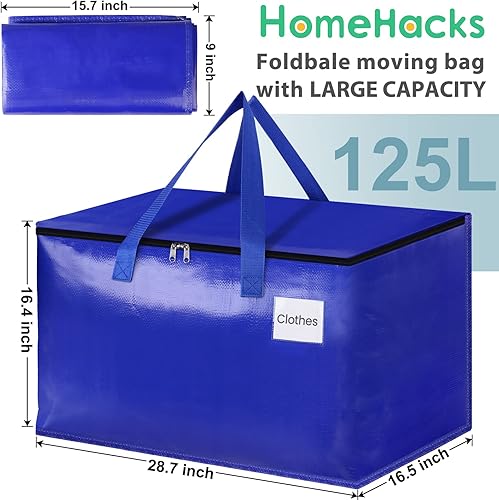 Miniatura 10 de HomeHacks Bolsas de mudanza resistentes con cremalleras fuertes y asas, suministros de mudanza plegables, bolsas de almacenamiento para embalaje y