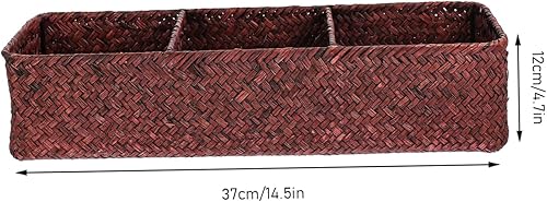 Miniatura 2 de Cabilock Organizador de almacenamiento de mimbre resistente de 3 secciones para el hogar, tienda y viajes