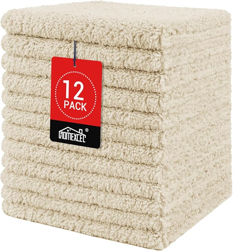 HOMEXCEL Panos de microfibra para rosto e corpo, marrom, 12 unidades