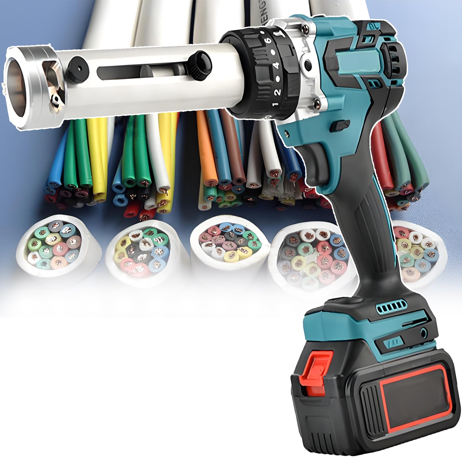 Vitalisworks Light Electric Cable Stripper Machine - Dual Battery Wire Stripping Machine, 2-Speed Adjustment, Led Ing | Professional Electricians Set (20* Bushing)