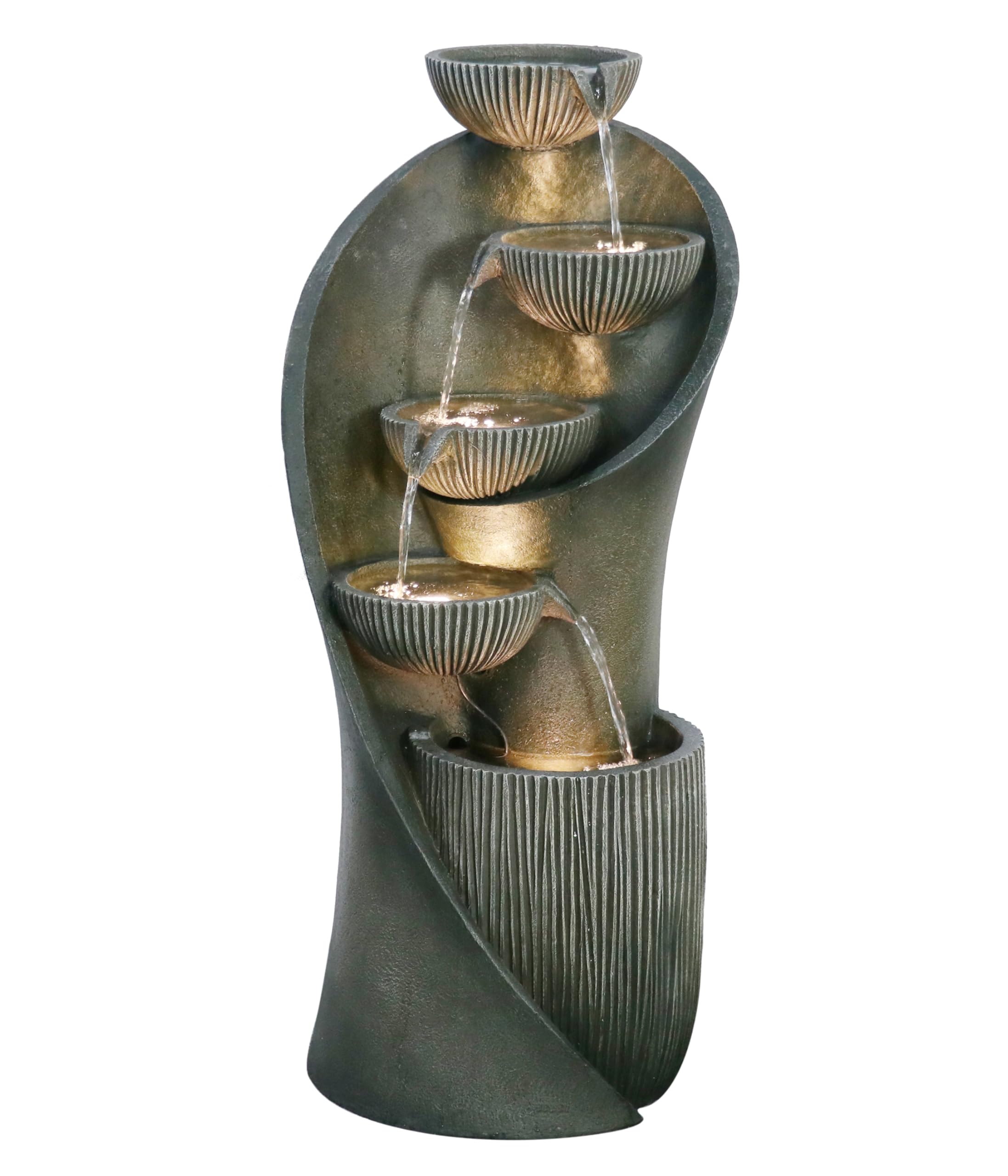 Dehner Gartenbrunnen Atlas, Terassenbrunnen frostbeständig, Brunnen für Außen, mit LED Beleuchtung, ca. 97 x 43.5 x 43.5 cm, Polyresin, grau