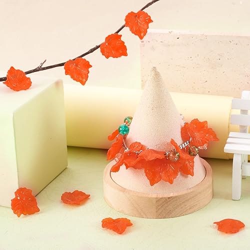 Miniatura 104 de Craftdady Dijes de cuentas de hojas de arce transparentes, colgantes colgantes de adorno para colgar, bonitos dijes para collares, pulseras, Hoja