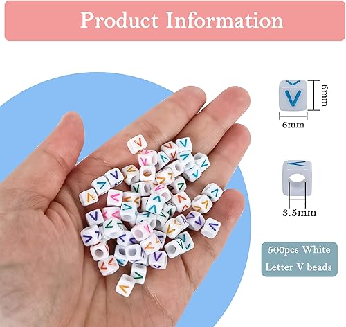 Vista 15 de 500 cuentas de letras blancas con letra G de 0.236 x 0.236 pulgadas, cuentas cuadradas de letras acrílicas del alfabeto, cuentas sueltas para Letra