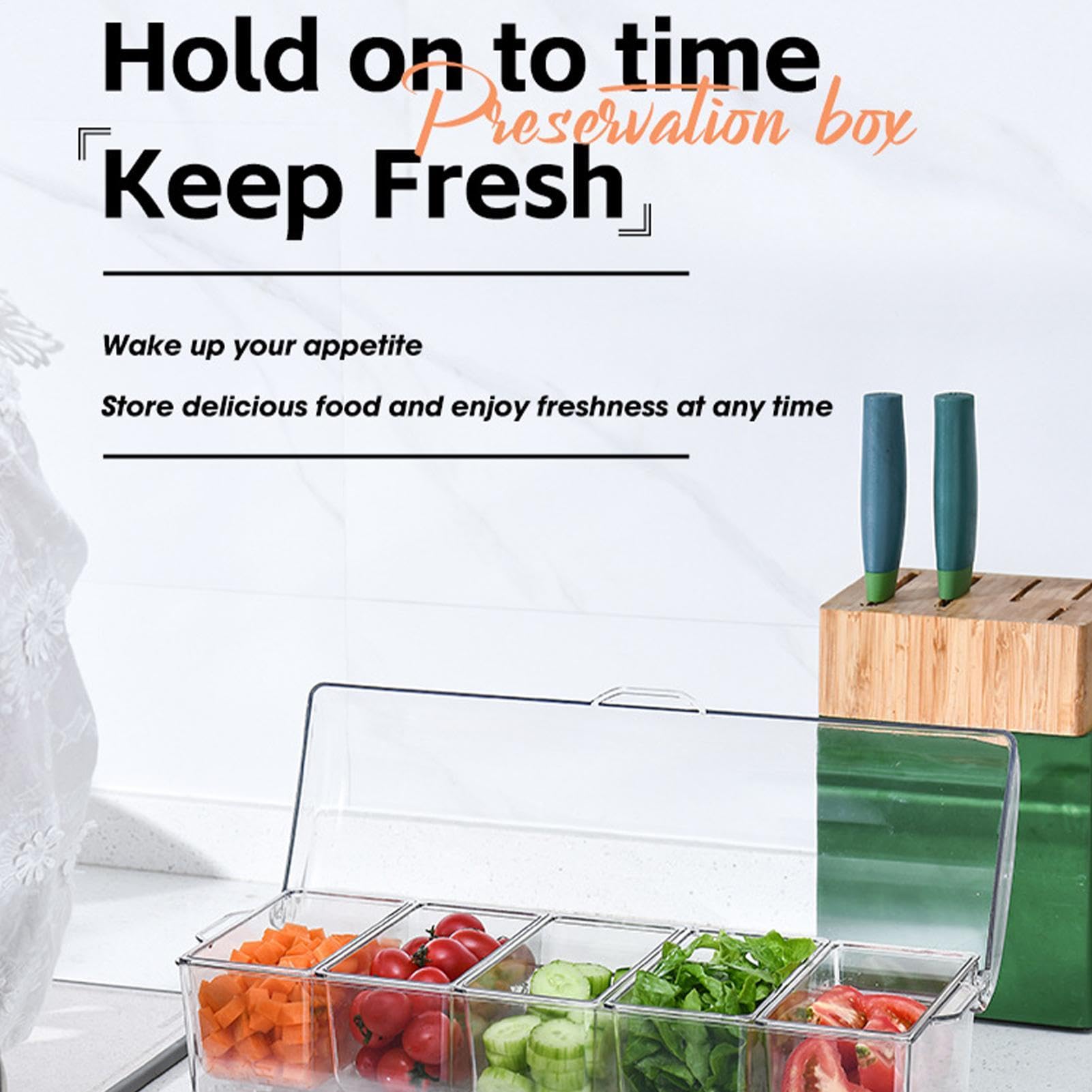 Server refrigerato per condimenti – Organizzatore per condimenti per | macedonie di frutta a cinque sezioni