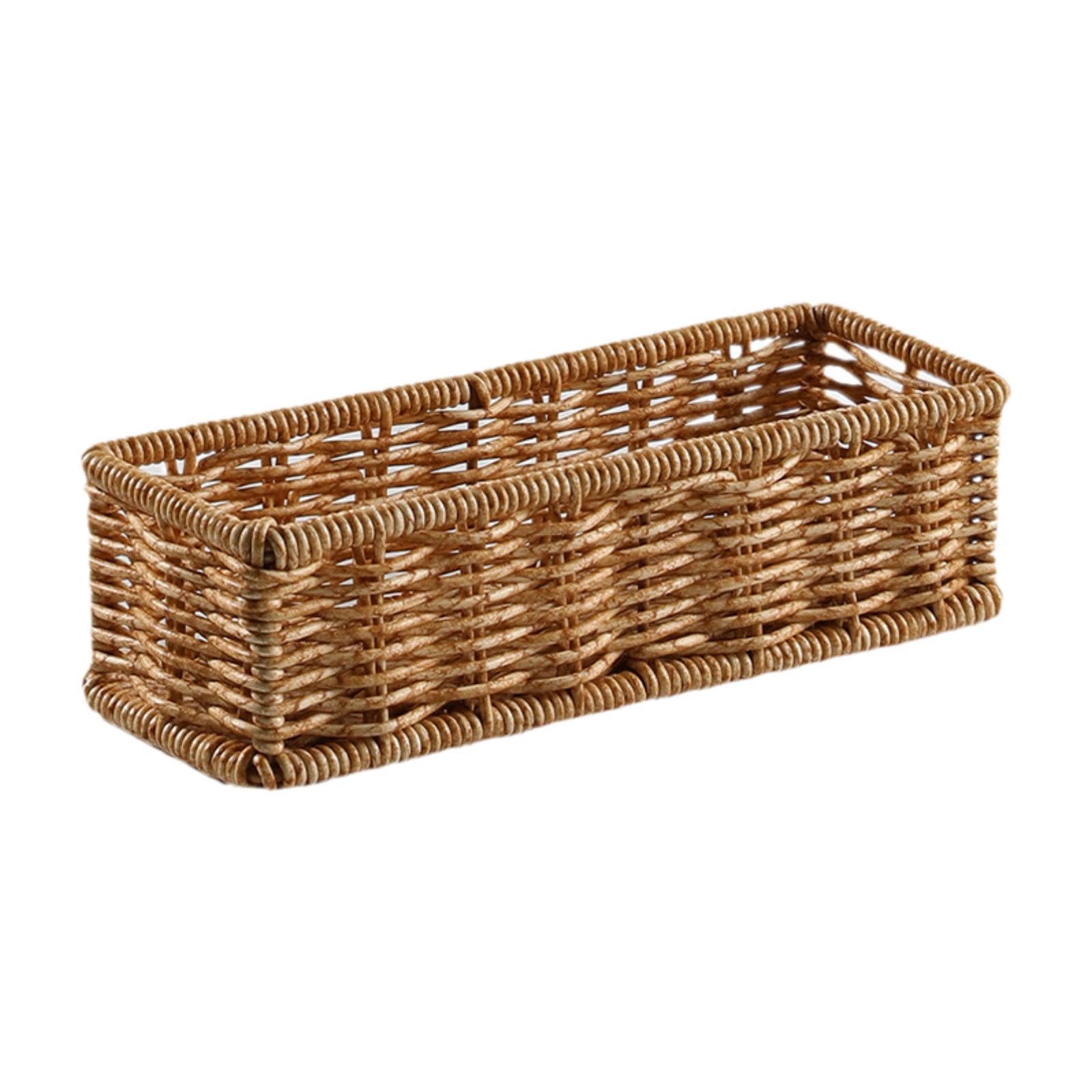 Cesta de almacenamiento de mimbre bandeja organizador para cosméticos joyas botellas especias