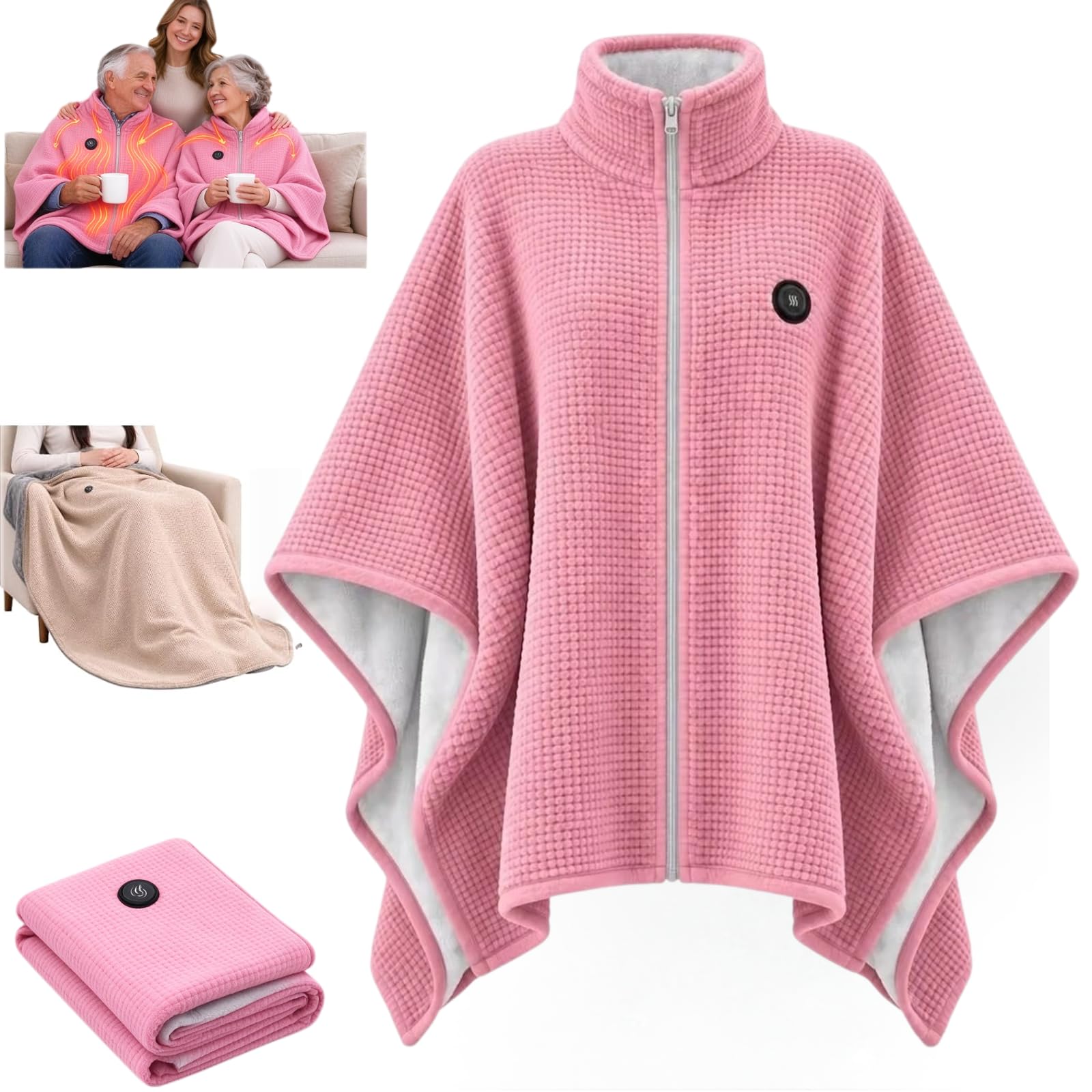 Heated Shawl Wearable Electric Blanket Zipper Heated Blanket Throw Cordless โ image 1