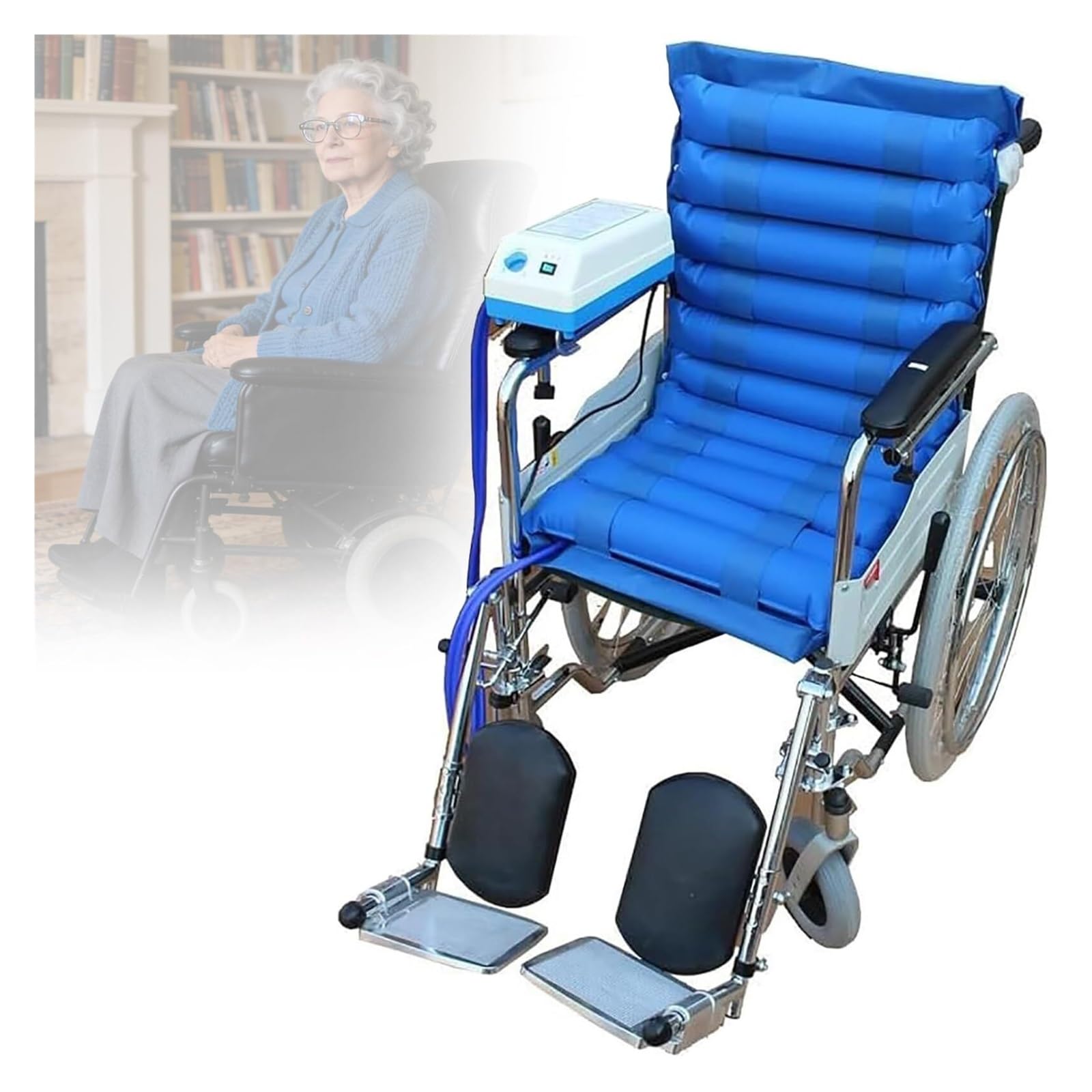 Cojín de presión alterna para silla de ruedas, almohadilla inflable para asiento de aire con bomba para posoperatorio y sentado a largo plazo, alivia las úlceras de presión