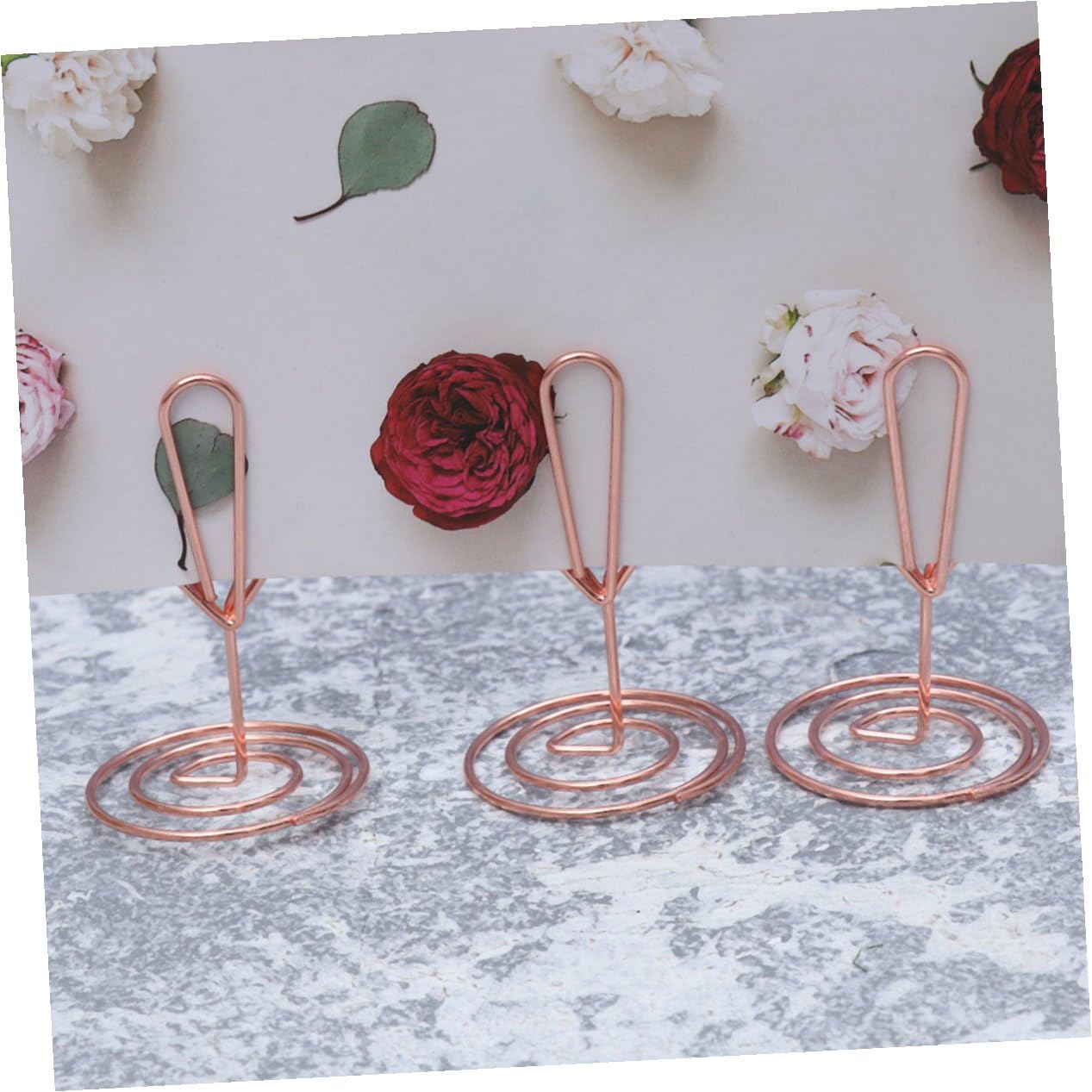 Lurrose 60 Piezas soporte para notas casamento decoração card holder tarjeteros Decoración de mesa targetero soporte para clips de fotos clip de boda titular de la foto clip de nota Golden
