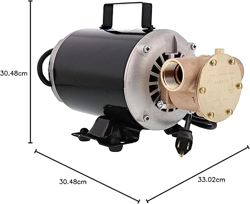 Miniatura 6 de Jabsco 6050-0003 Marine Series Bomba de uso general 110 voltios Impulsor de nitrilo abierto a prueba de goteo Moto Non-CE puertos NPT de 1 pulgada