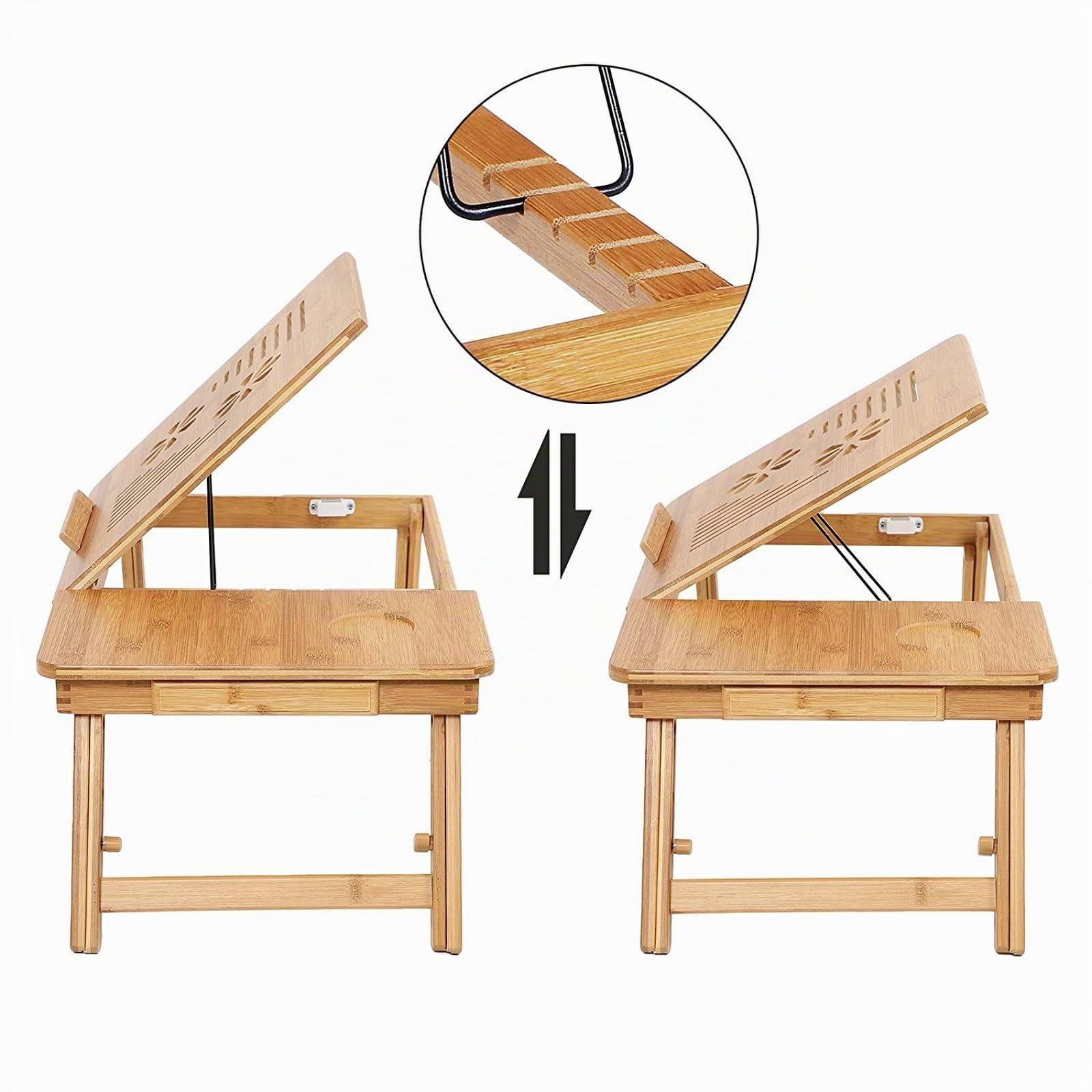 SONGMICS Table de lit pliable en bambou pour PC portable inclinable 55 x 35 x 29 cm LLD002