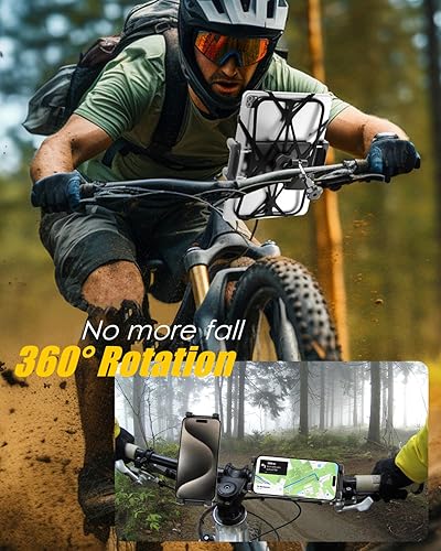 Miniatura 2 de Soporte para tableta de teléfono de motocicleta para manillar de 34"-114", soporte de tableta de bicicleta de doble protección para dispositivos de