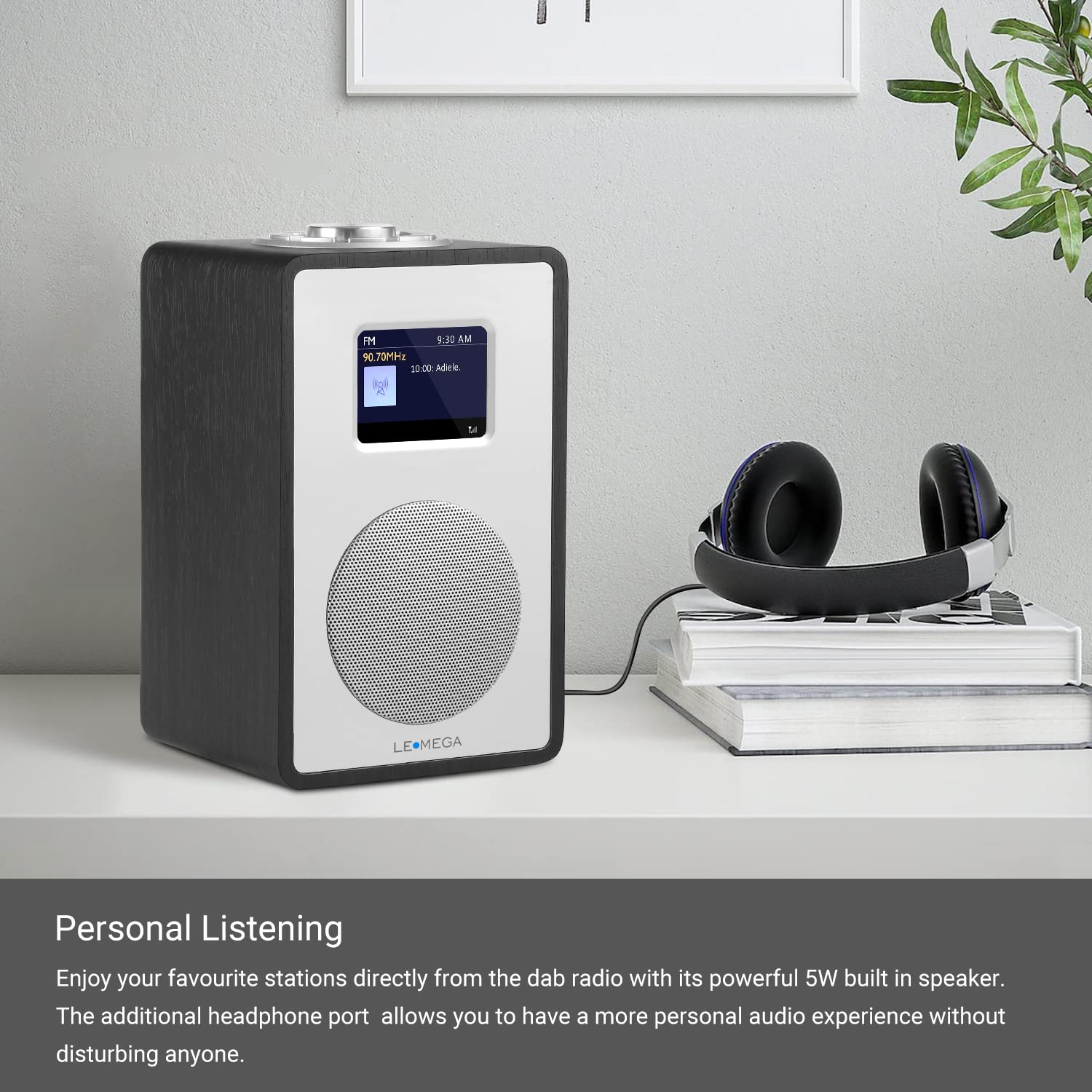 LEMEGA CR4 Radio Dab/Dab+/FM, Bluetooth, Pantalla Color,Roble Negro