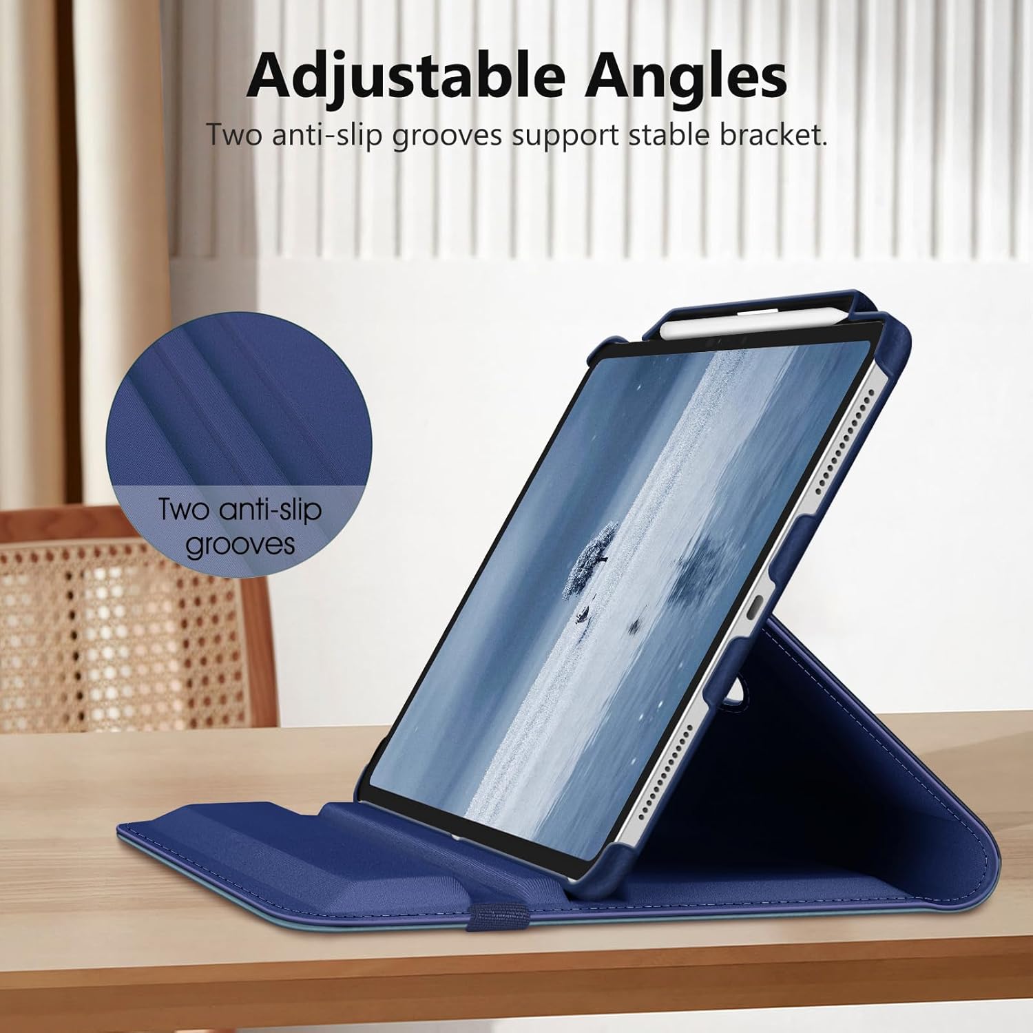 Fintie Rotating Case for iPad Pro 13-inch (M5) 2025 / (M4) 2024 with Pencil Holder - 360 Degree Swiveling Protective Stand Cover with Auto Wake/Sleep, Navy
