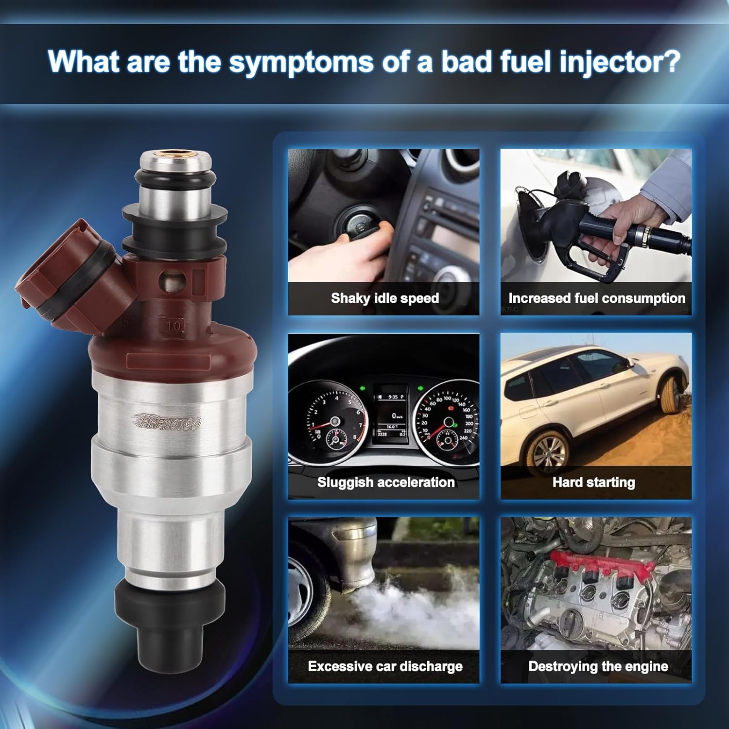 Fuel Injectors Pack of 6 1 Holes Compatible with Toyota 4Runner 1989-1995 Pickup 1989-1995 T100 1993-1994 3.0L V6