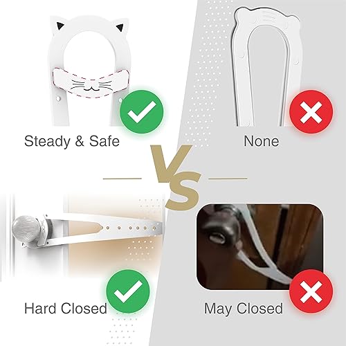 Miniatura 2 de Pestillo ajustable para puerta de gato, manera extra fácil para caja de arena a prueba de perros para gatos, mantener la puerta abierta, siete