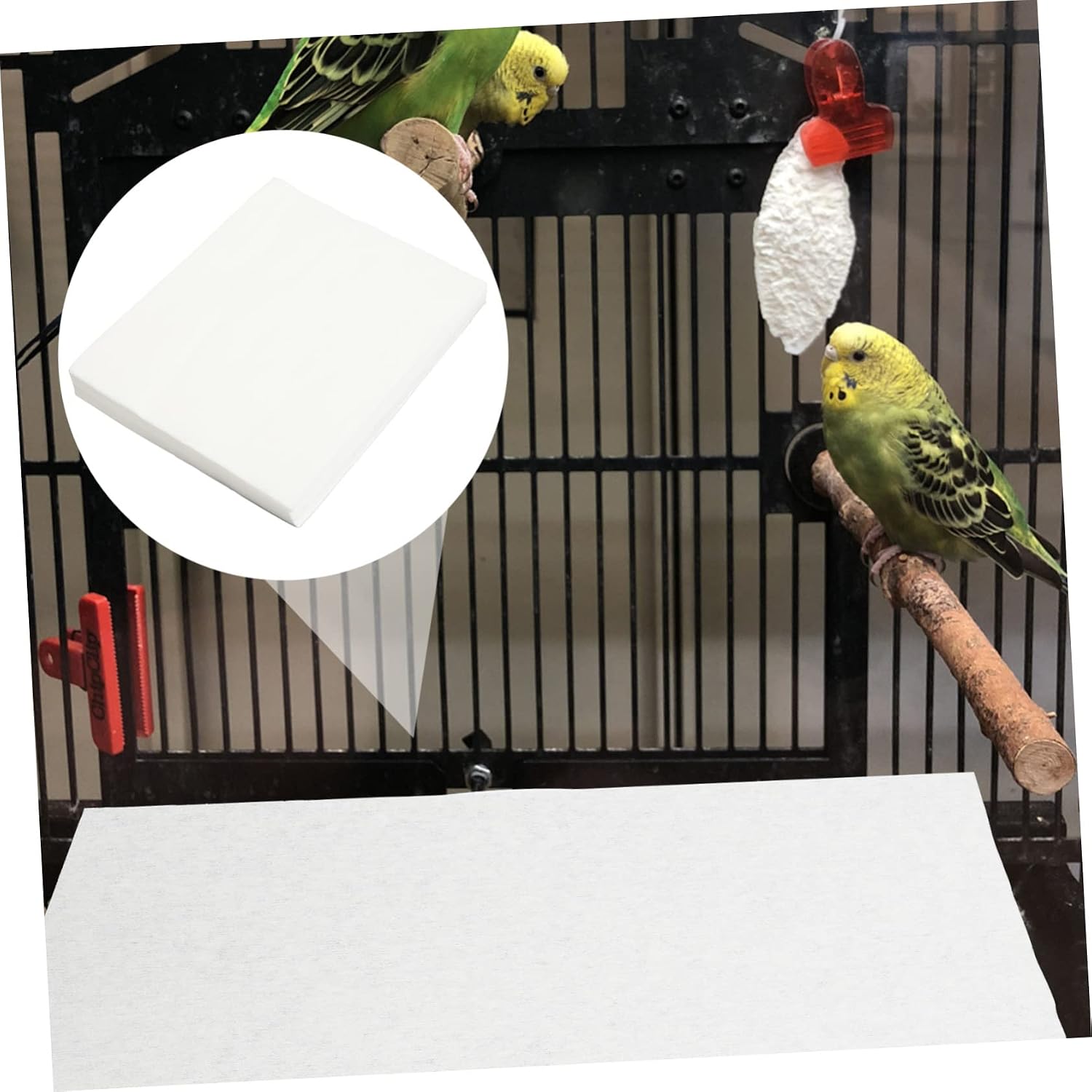 100Pcs Absorbent Bird Cage Liners for Parakeets Cushion Pads for Pet Bird Supplies Easy to Use and for Birdcage and Maintenance