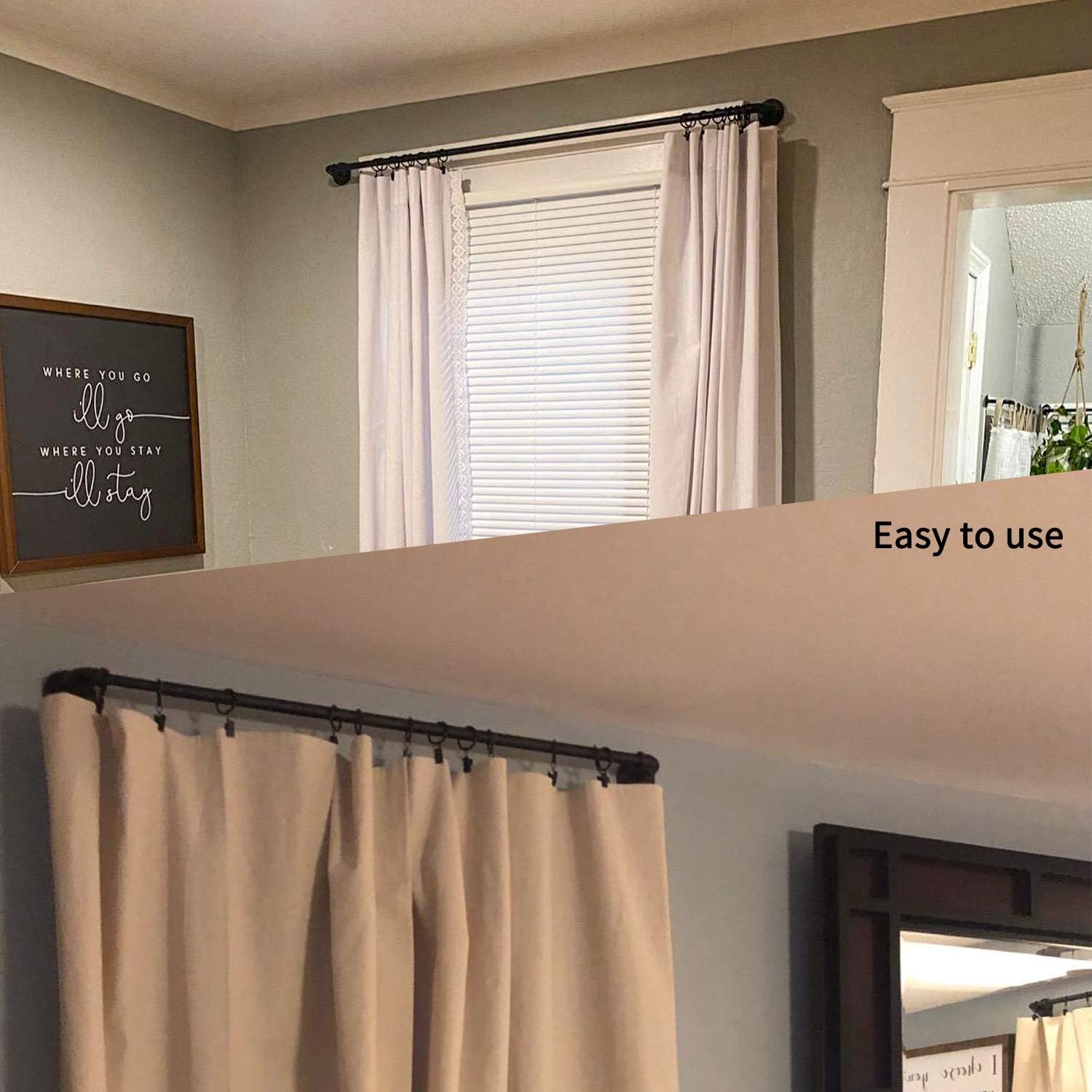 104 Pack Curtain Ring with Clips Decorative Drapery Window Ring with Hooks Strong Clip Ring for Curtain Panel Compatible with up to 5/8 inch Drapery Rod (Black): Kitchen & Dining