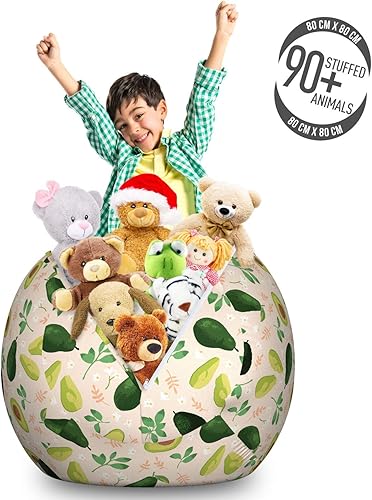 Miniatura 3 de Ambesonne Bolsa de juguetes de almacenamiento de aguacate, concepto de fruta entera y rebanadas con flores y hojas, organizador de animales de