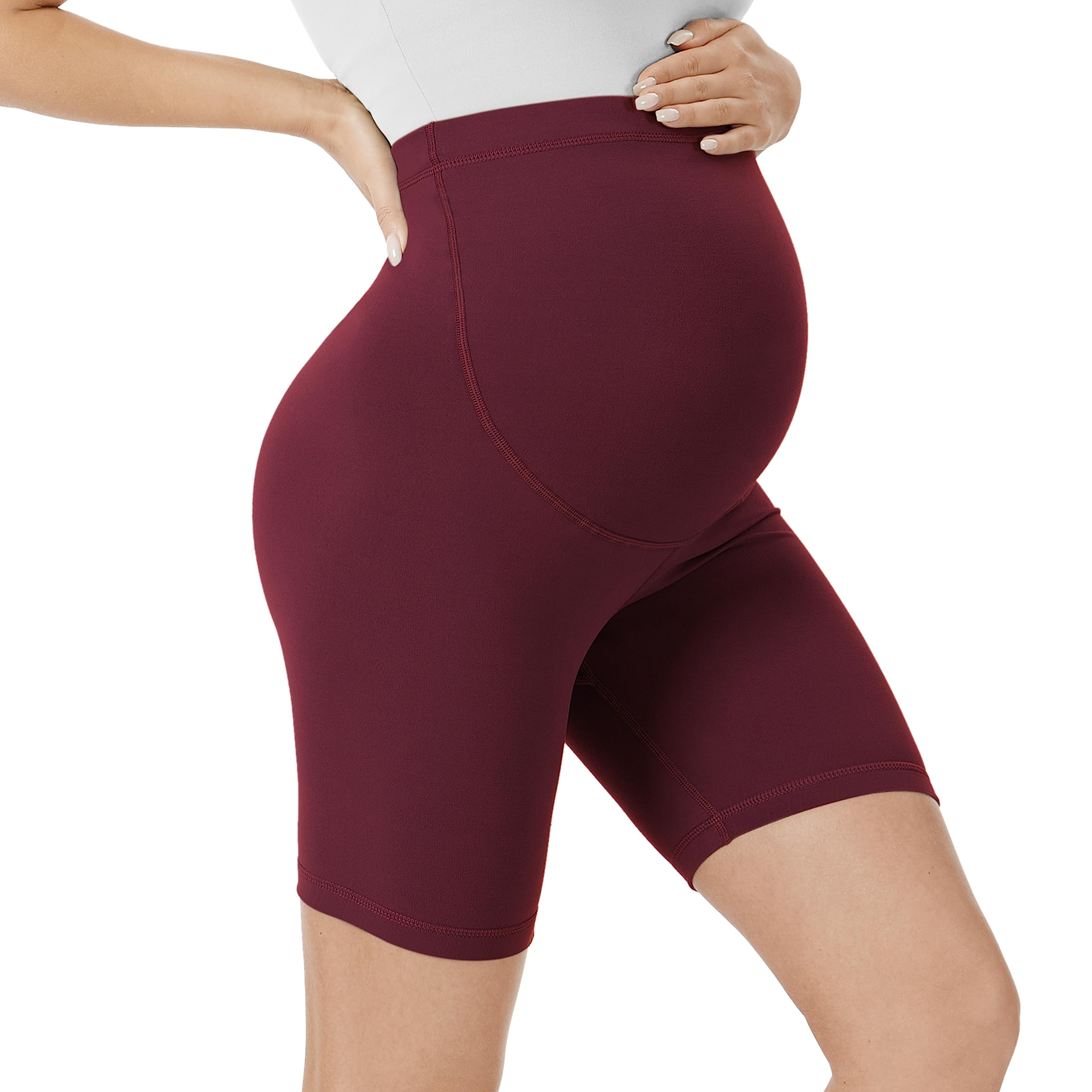 VALANDY Creamlush Maternity Shorts Over The Belly Pregnancy Biker Shorts Lounge Yoga Pants (S-XL) — view 19
