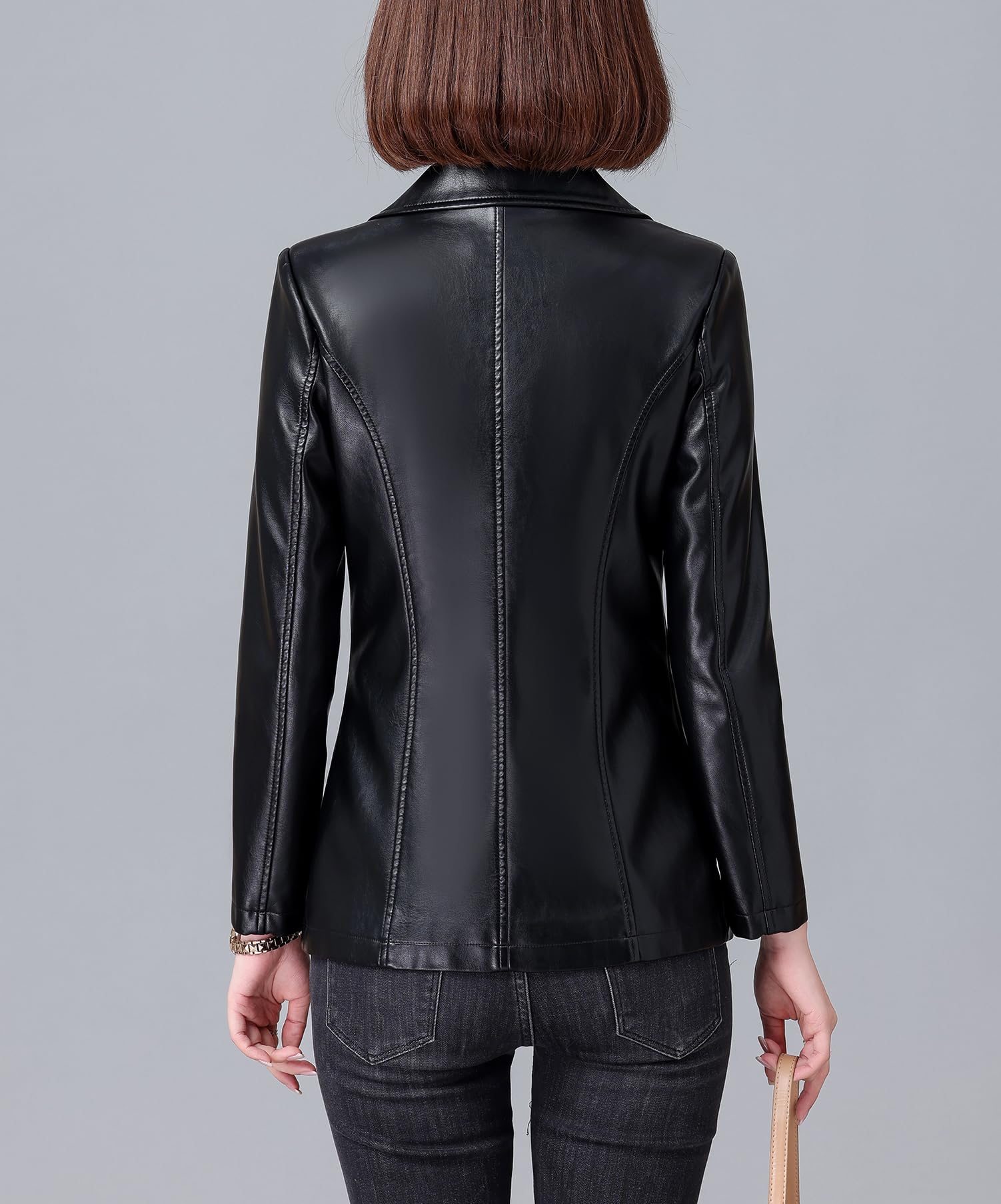 DISSA Blazer Ecopelle Donna Risvolto Vestibilità Slim