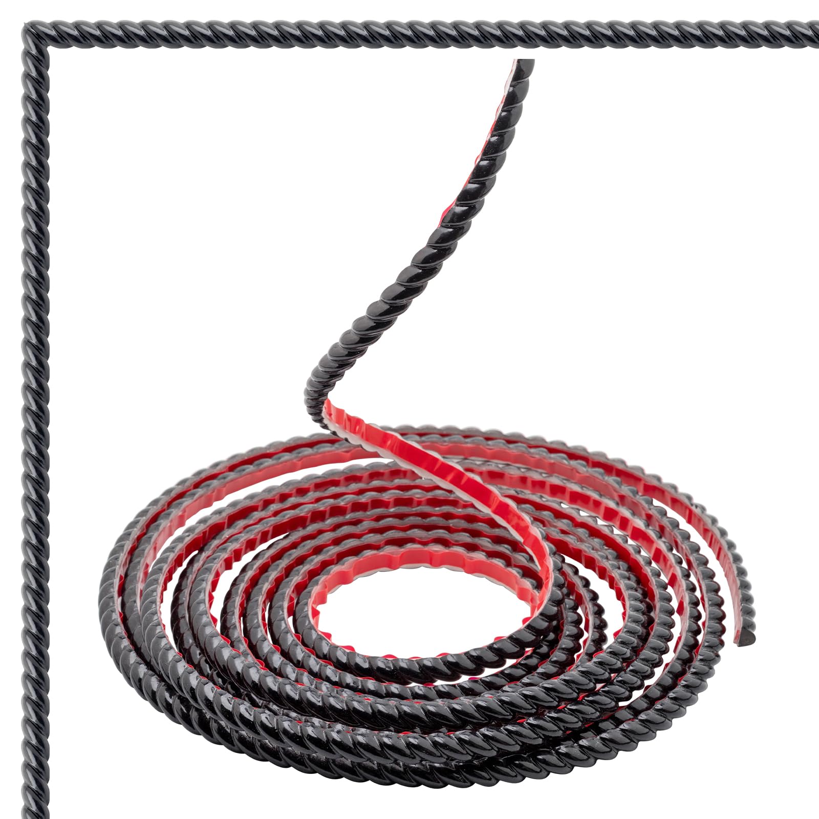 SEYRLMKSEYRLMK Paintable Molding Trim,Peel and Stick Self-Adhesive Design,Home Decor on The Cabinet Mirror Frame Wall Edge, DIY Decoration (Black)