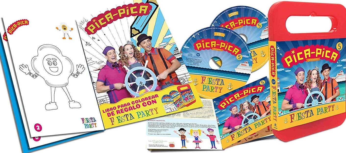 Pica-Pica Fiesta Party DVD CD Cuaderno Para Colorear