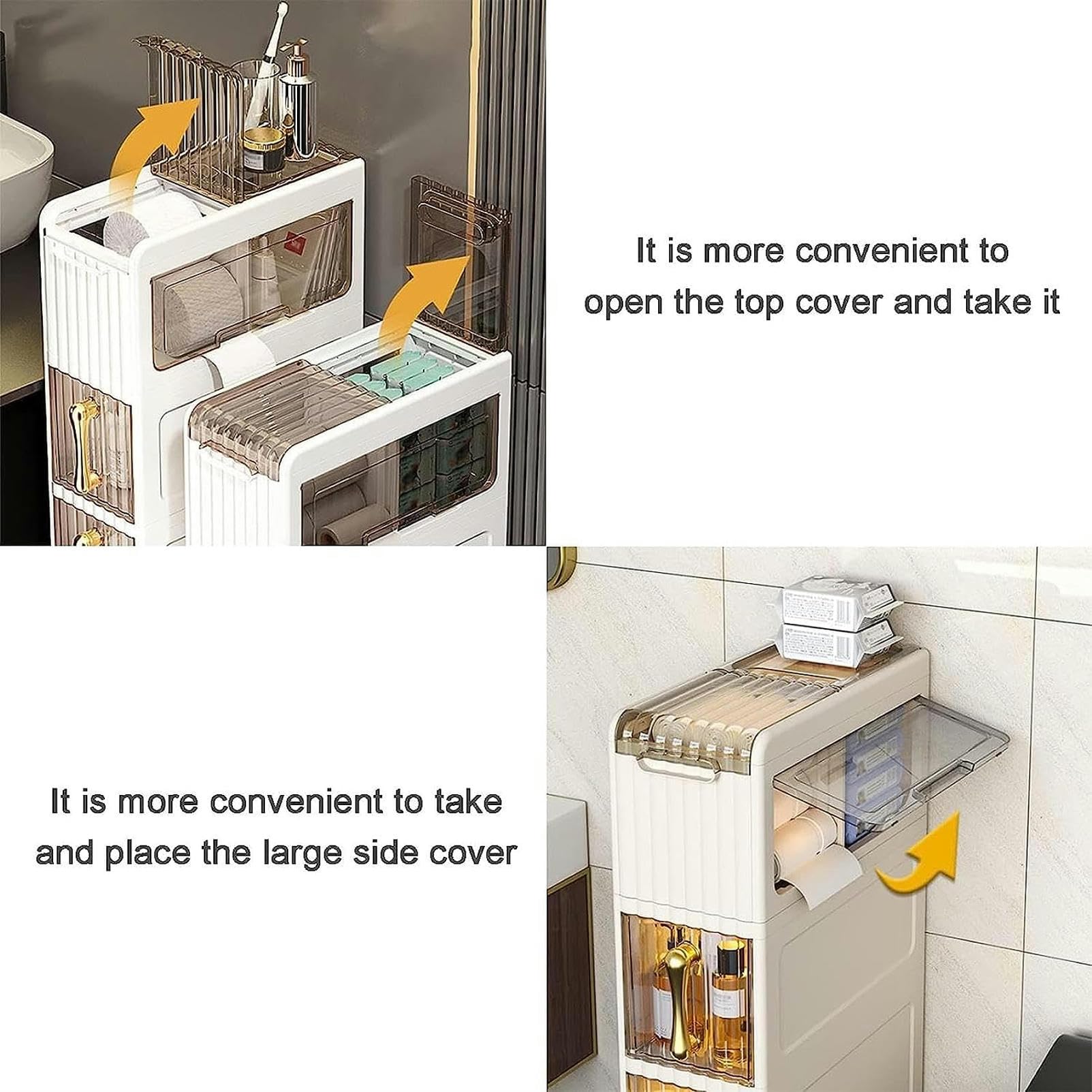 Armario de baño con cajones apilables, organizador de Papel higiénico para armario de baño, organizador de espacio Estrecho para baño, estante para cajón, almacenamiento