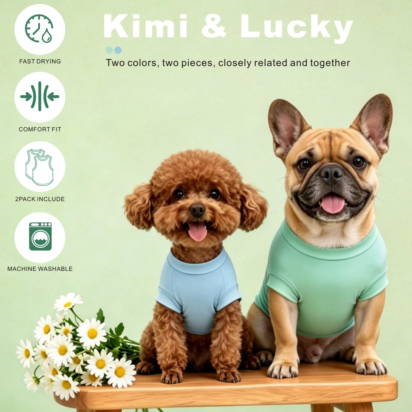 Camisa Perro protección UV 2Pack, Camiseta Ligera Perro Chaleco enfriamiento Secado rápido Ropa Verano Mascotas Confort Perros Camisas Sol para Perros pequeños y medianos Gatos Grandes