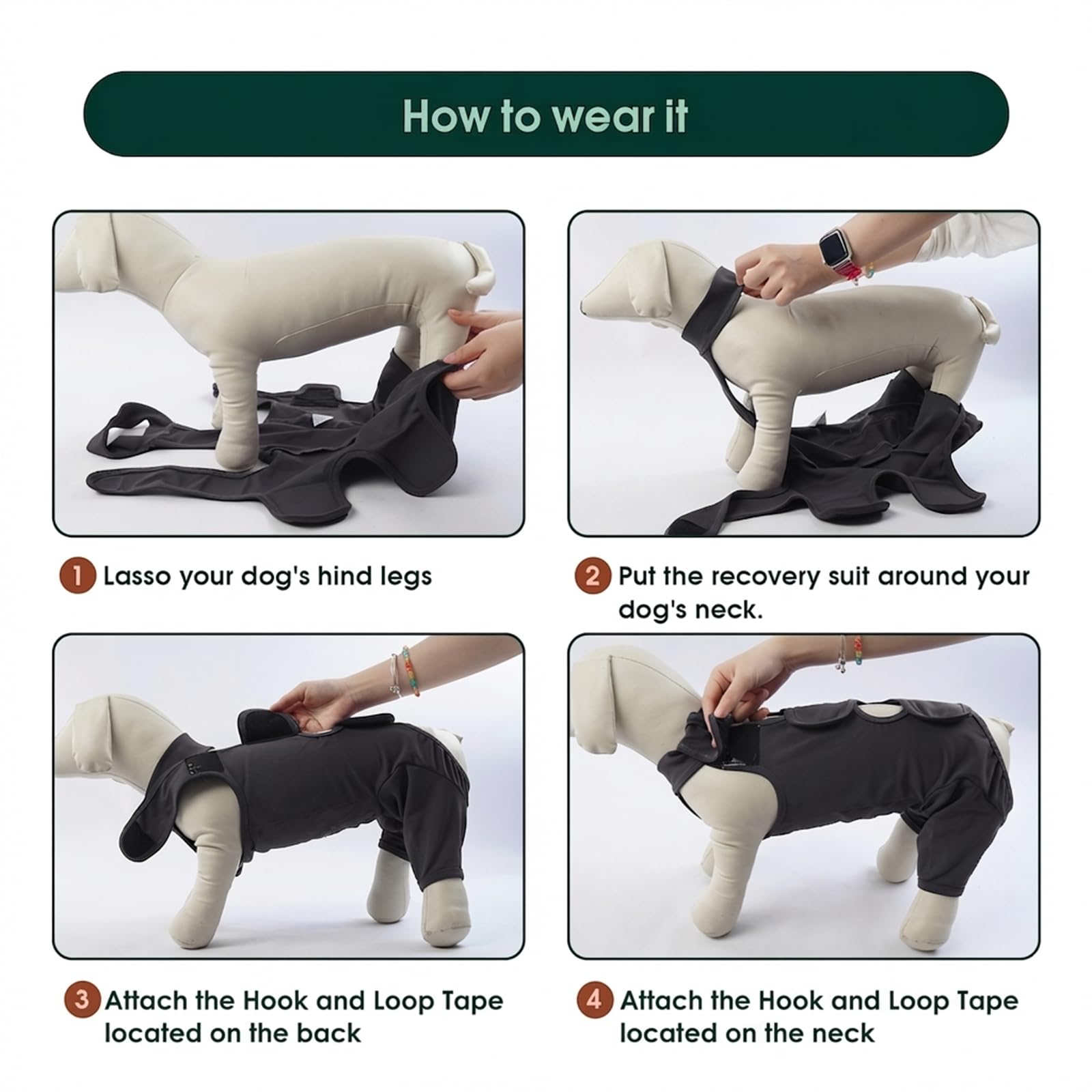 Kuoser Hond Onesie Herstelpak, Puppy Bodysuit met Lange Mouwen Na Operatie Shirt voor Verharen Huidziekte Wondbescherming, Huisdier Pyjama Anti-Lik Kragalternatief voor Kleine Middelgrote Katten