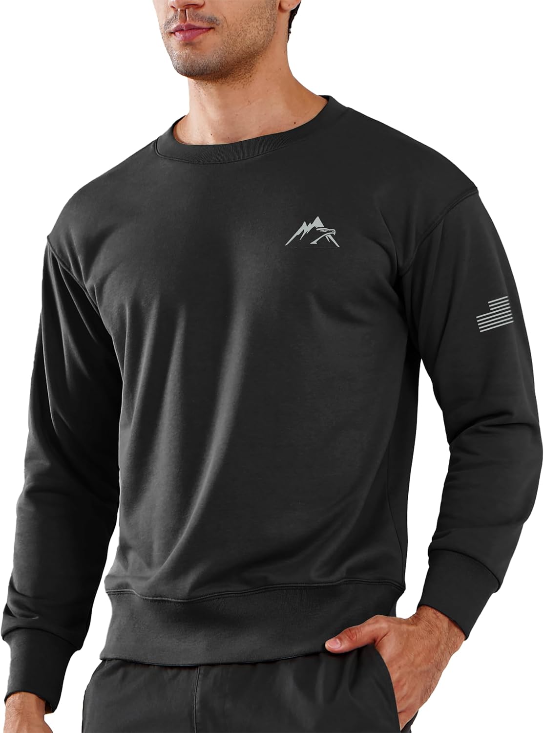 NORTHYARD Men’s Crewneck Sweatshirt Long Sleeve Cotton Sweat Shirt Lightweight Athletic Workout Sport Gym Running Sweatshirts