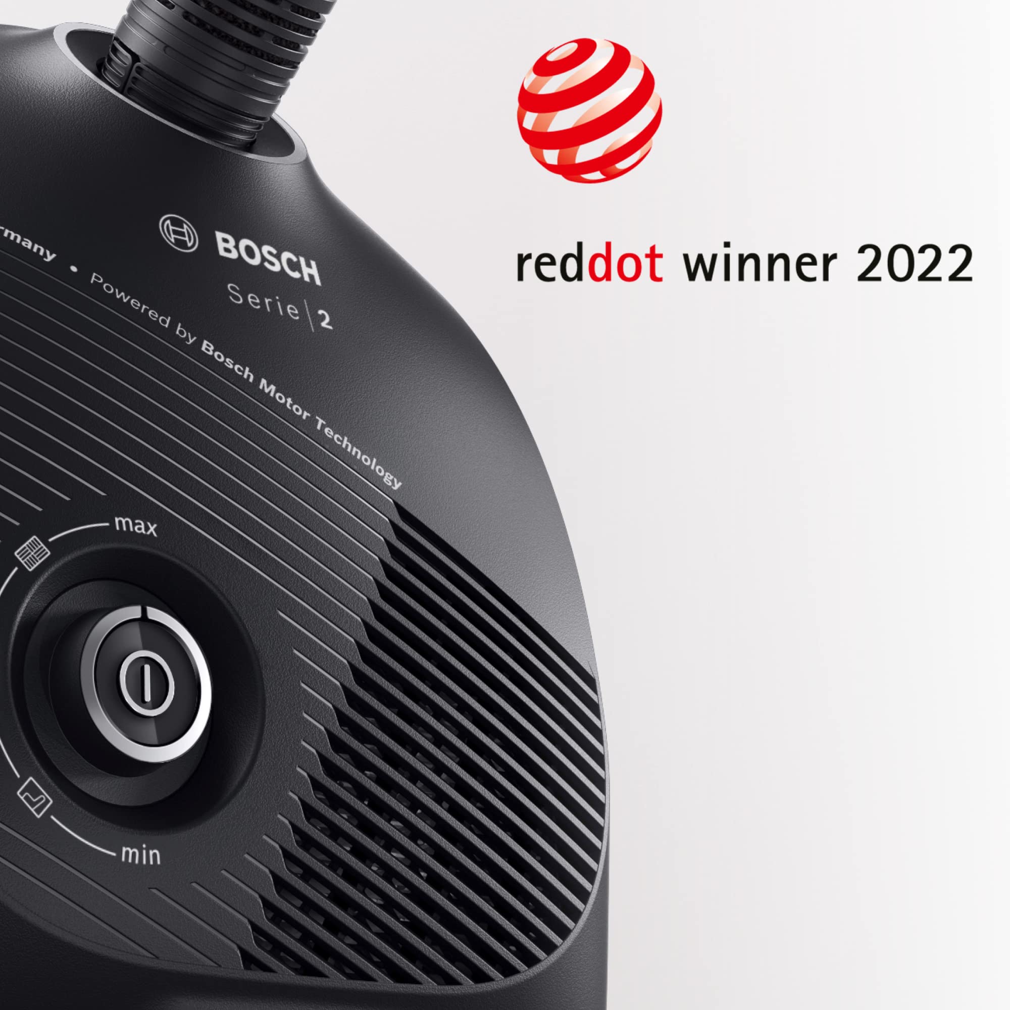Bosch Staubsauger mit Beutel Serie 2 BGDS2CHAMP, Bodenstaubsauger, nachhaltig, aus Recyclingmaterial, Hygiene-Filter, 10 Jahre Motorgarantie, kompakt, leistungsstark, Made in Germany, 600 W, schwarz