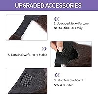 Vista 5 de WIGNEE Extensión de cola de caballo larga rizada recta y envolvente, extensión de cola de caballo Yaki negro natural para mujeres negras, Marrón